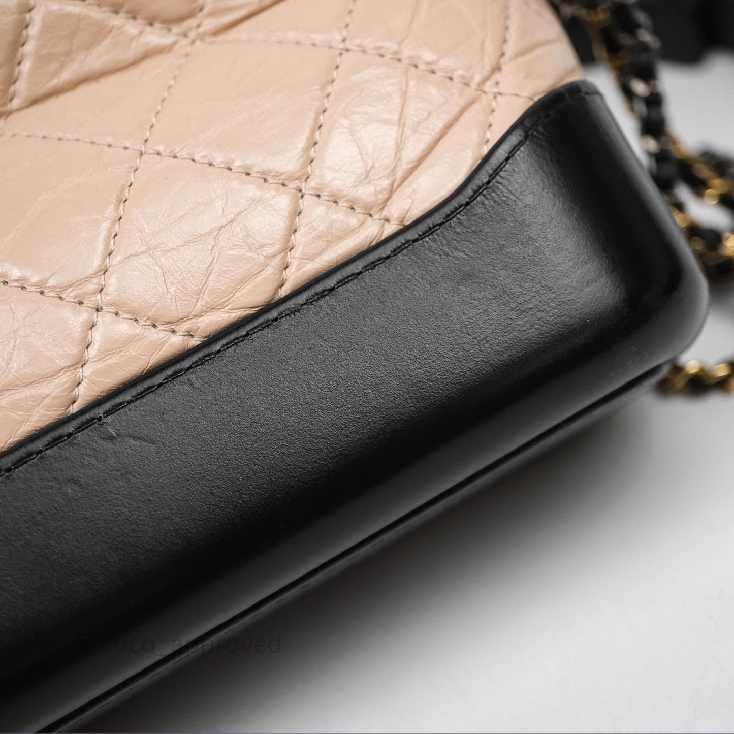 Chanel Small Gabrielle Hobo Quilted Black Beige Aged Calfskin