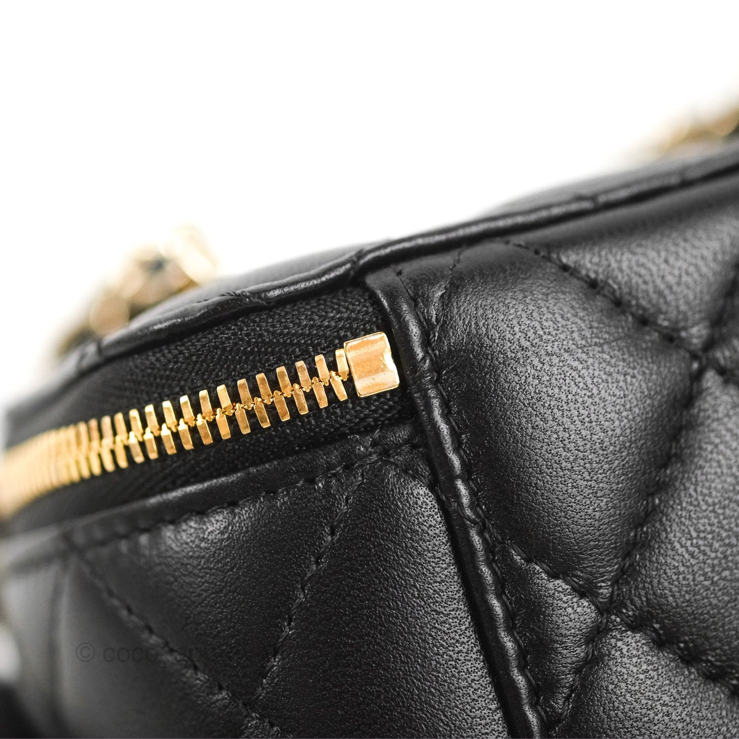 Chanel Mini Vanity With Charm Chain Black Lambskin Gold Hardware