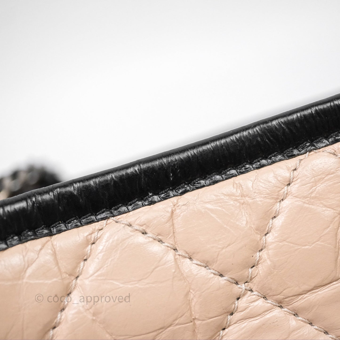 Chanel Small Gabrielle Hobo Quilted Black Beige Aged Calfskin