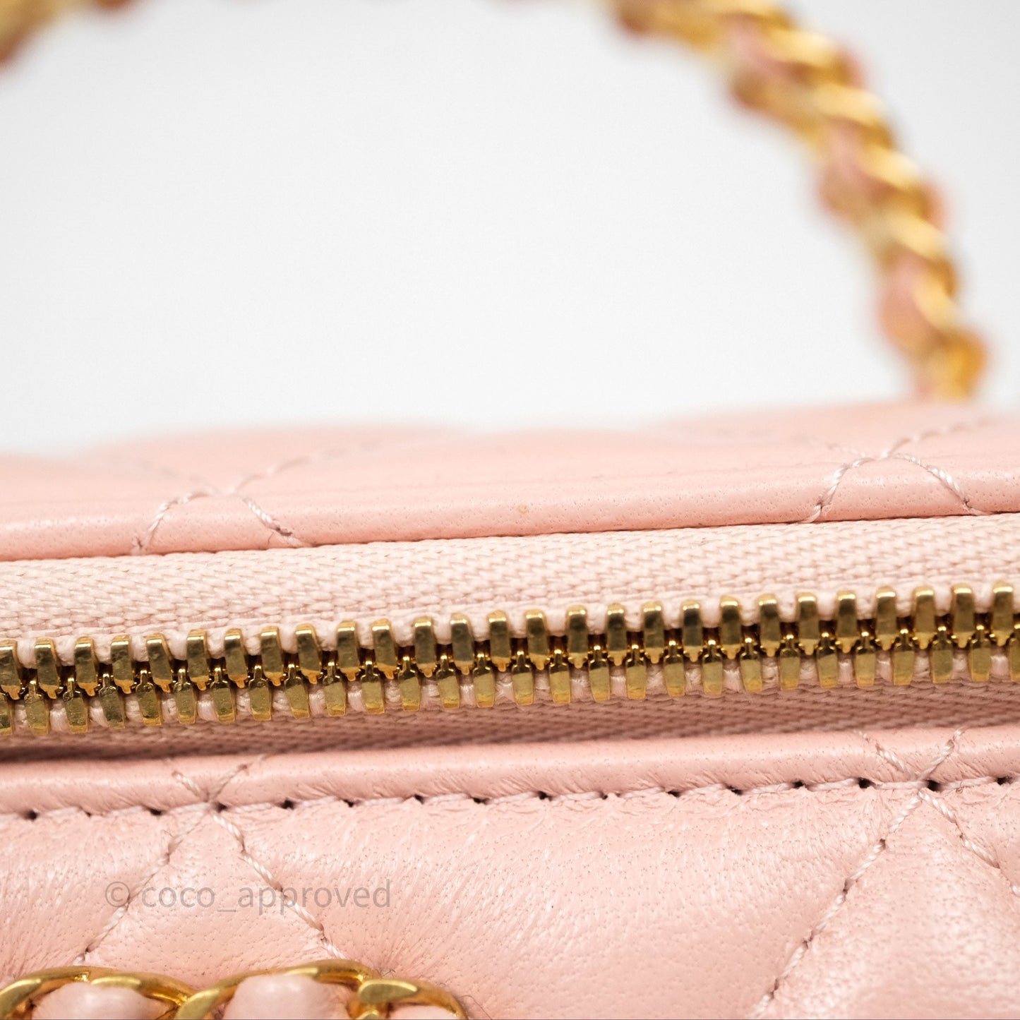Chanel Vanity Rectangular Top Handle Pink Lambskin Gold Hardware