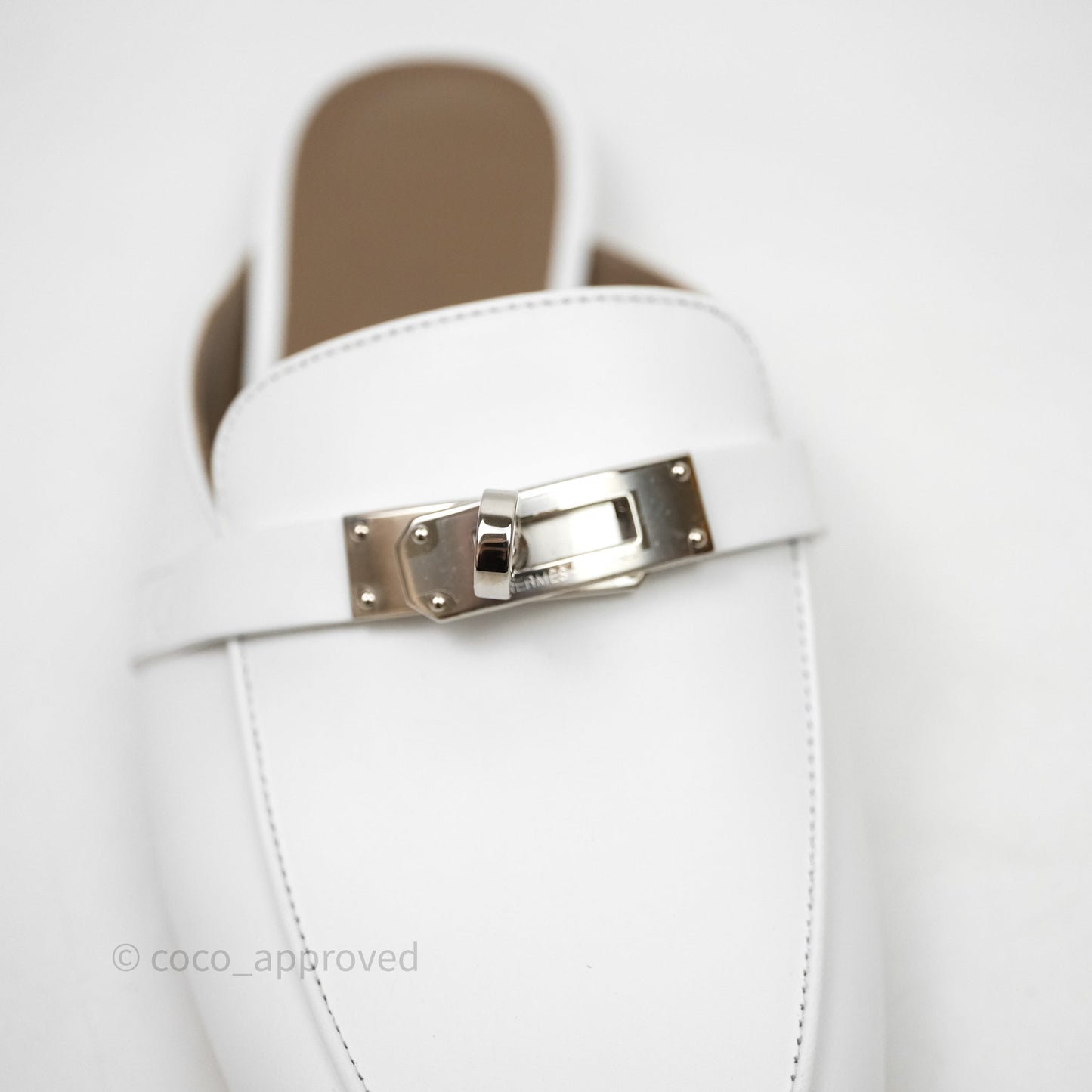 Hermès Oz Mule Blanc Palladium Hardware Size 37