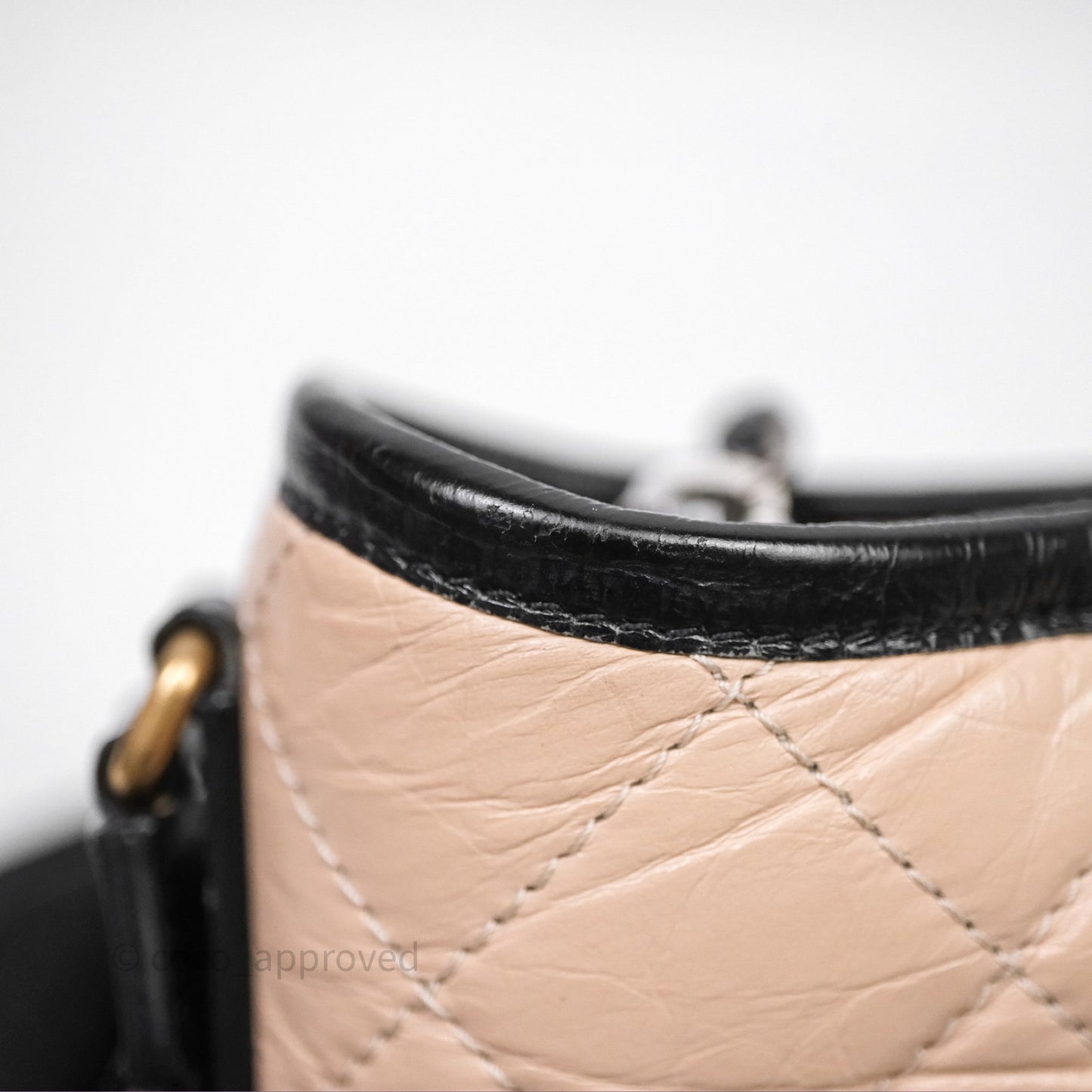 Chanel Small Gabrielle Hobo Quilted Black Beige Aged Calfskin