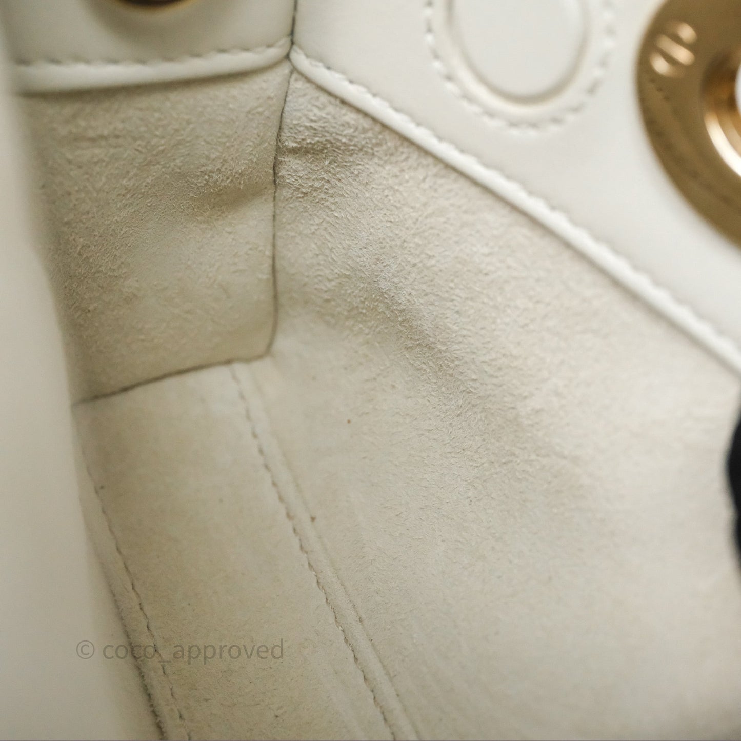 Dior Small Lady D-Joy Bag Ivory White Lambskin Cannage Gold Hardware