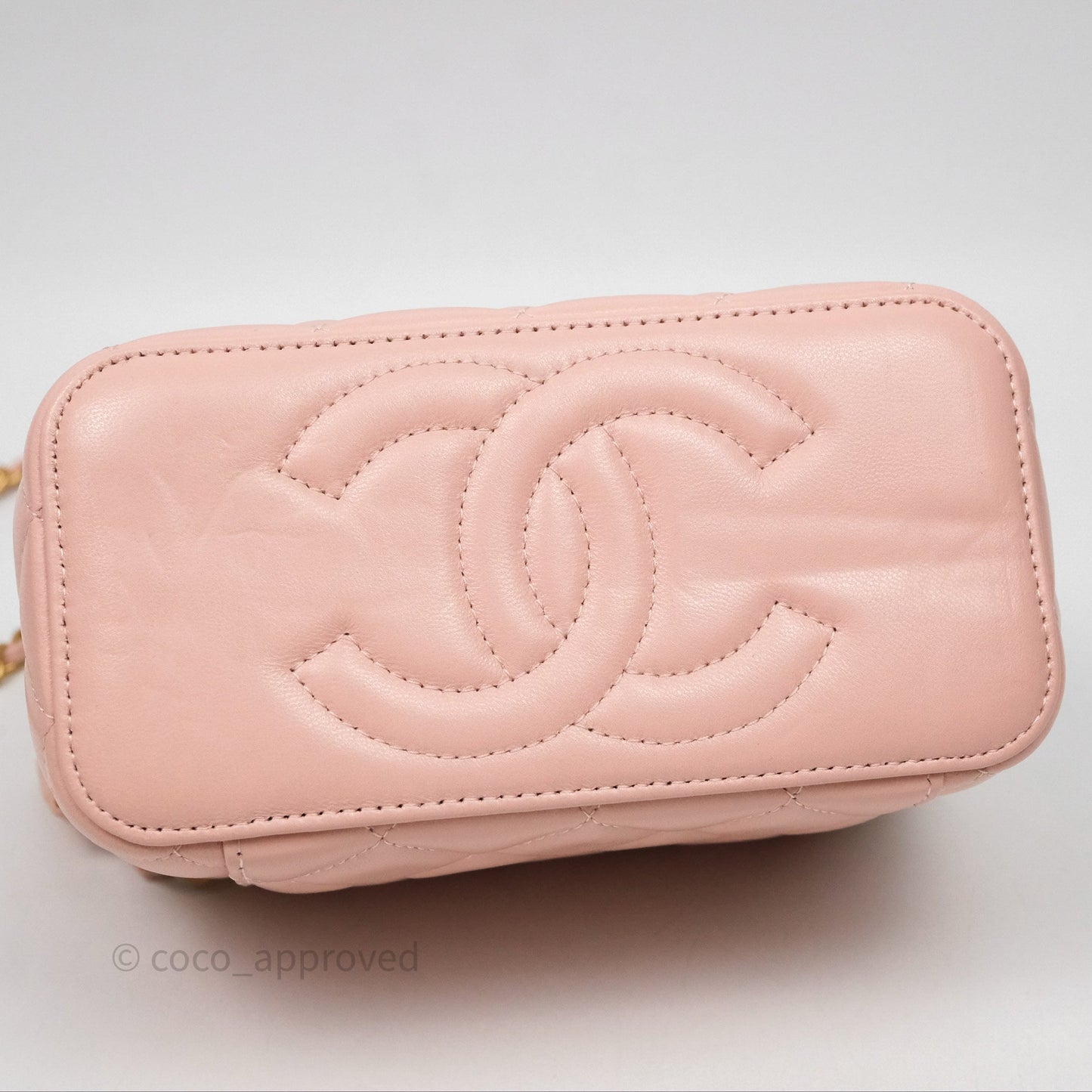 Chanel Vanity Rectangular Top Handle Pink Lambskin Gold Hardware
