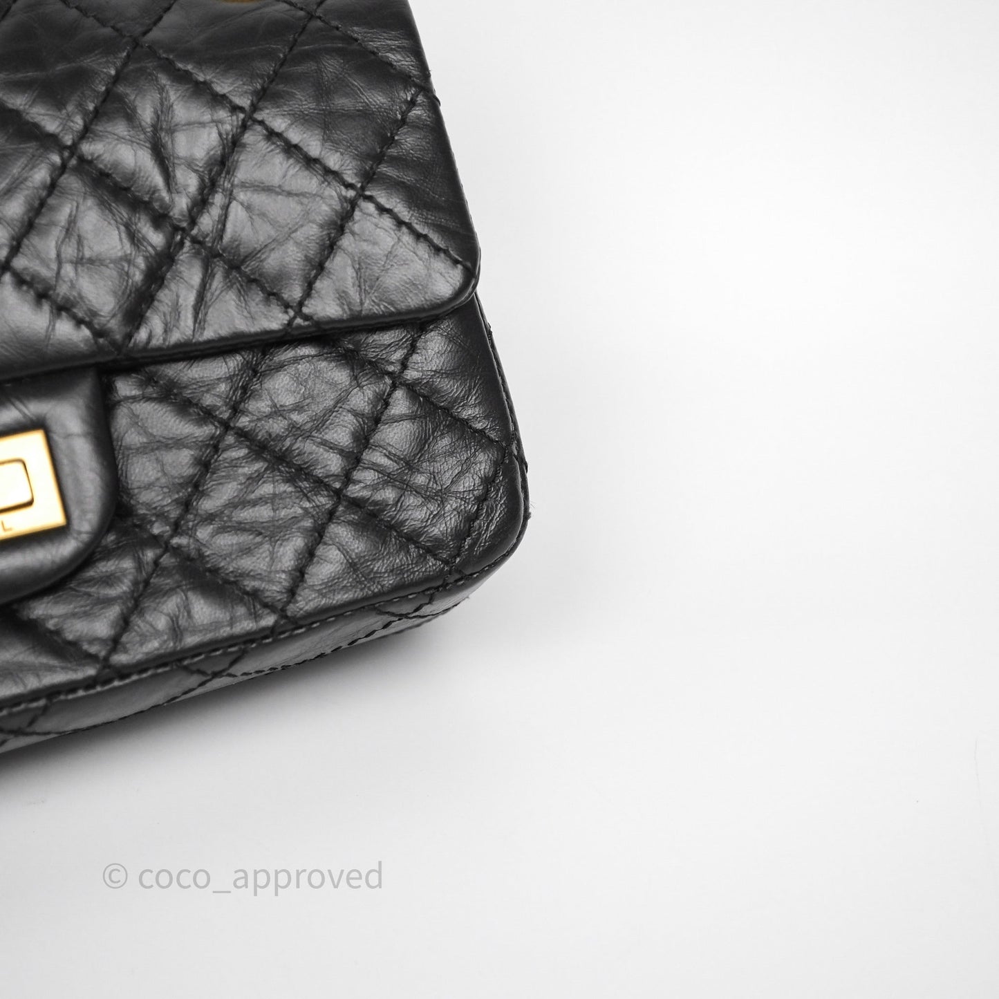 Chanel Mini Reissue 224 Quilted Black Aged Calfskin Aged Gold Hardware