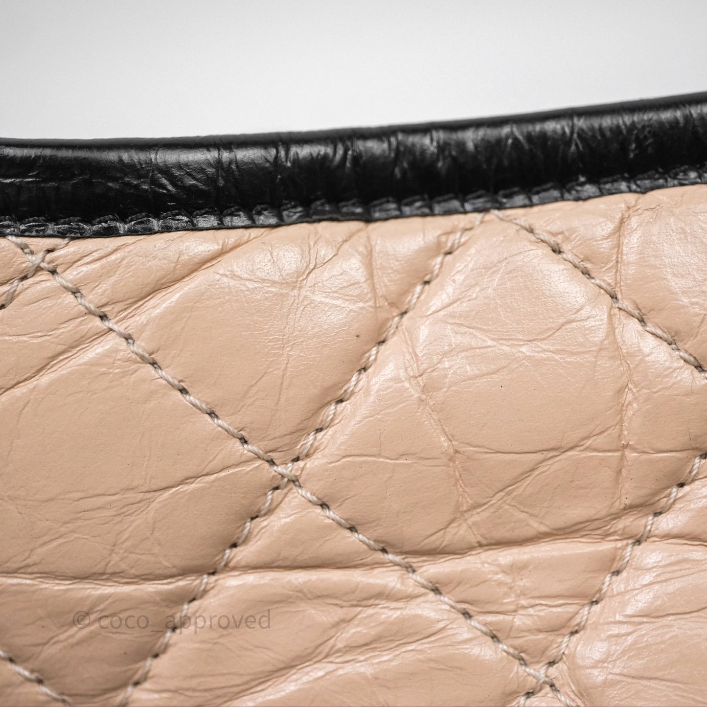 Chanel Small Gabrielle Hobo Quilted Black Beige Aged Calfskin