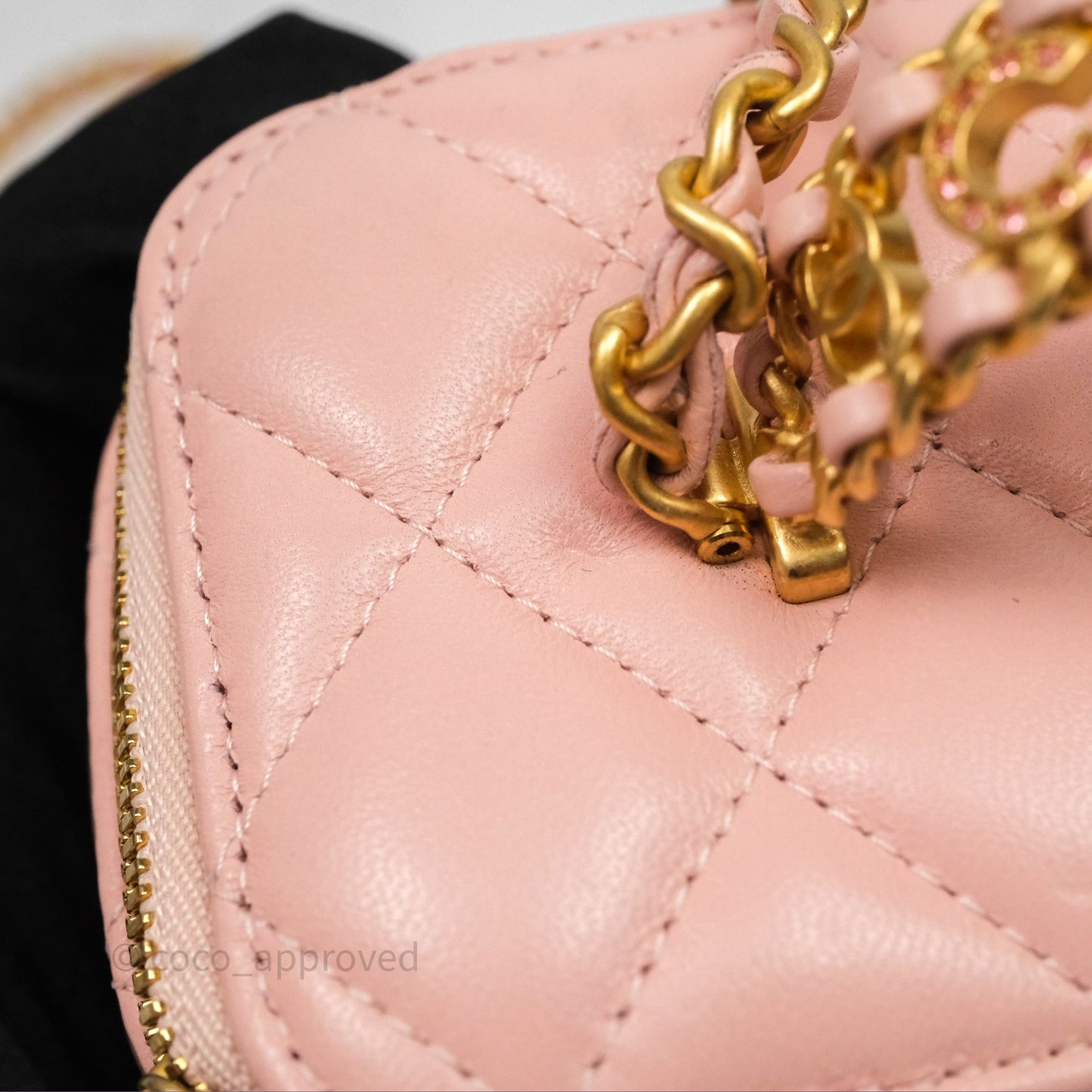 Chanel Vanity Rectangular Top Handle Pink Lambskin Gold Hardware