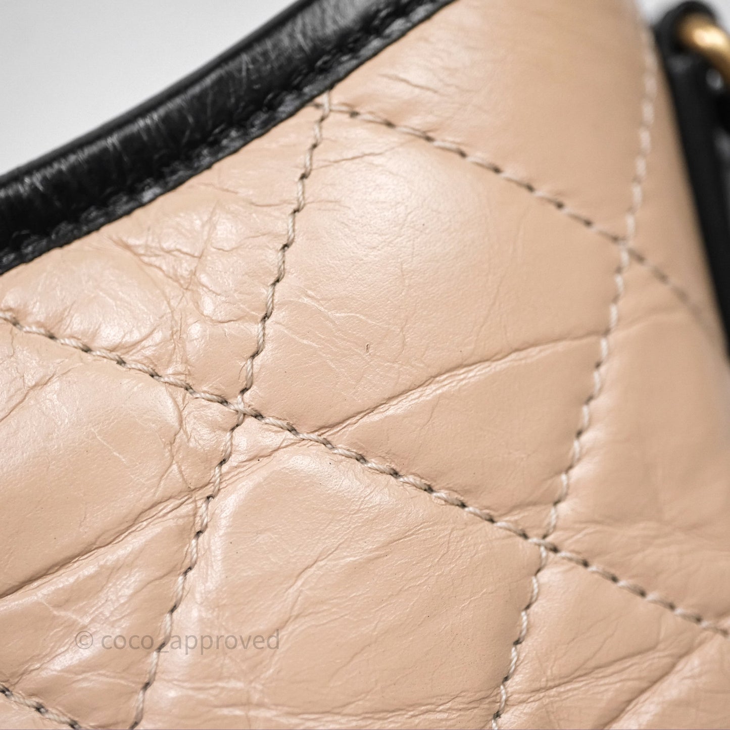 Chanel Small Gabrielle Hobo Quilted Black Beige Aged Calfskin