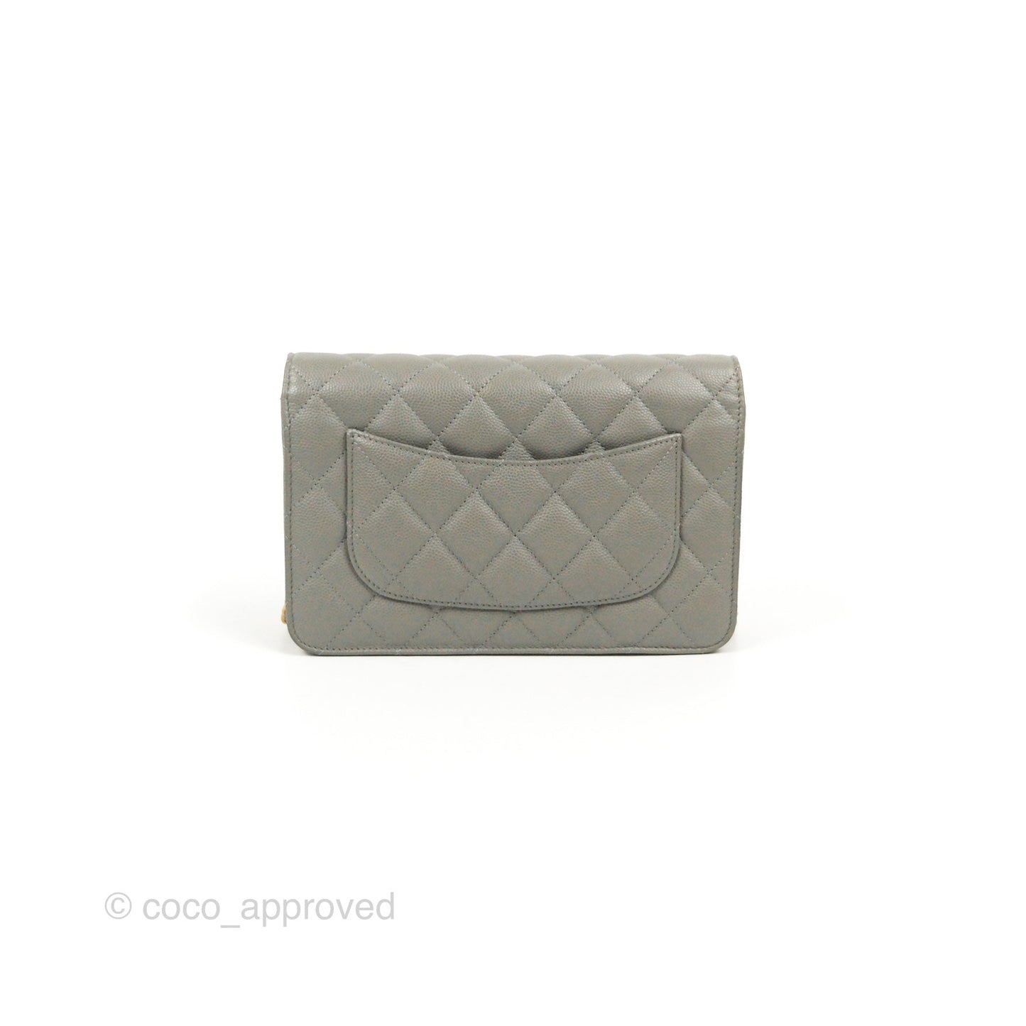 Chanel Quilted Classic Wallet on Chain WOC Grey Caviar Gold Hardware