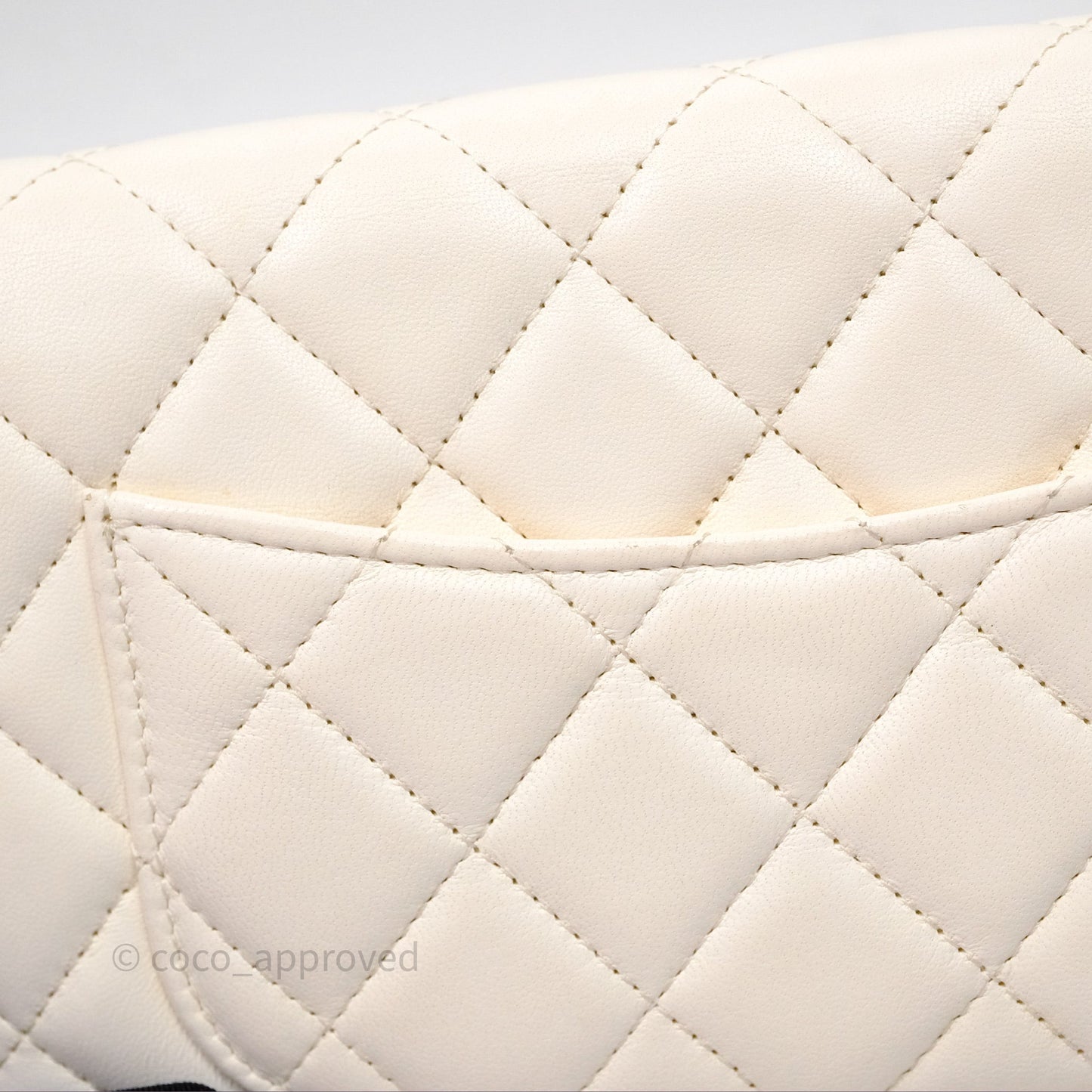 Chanel Quilted Pearl Crush Wallet on Chain WOC Ivory White Lambskin Aged Gold Hardware