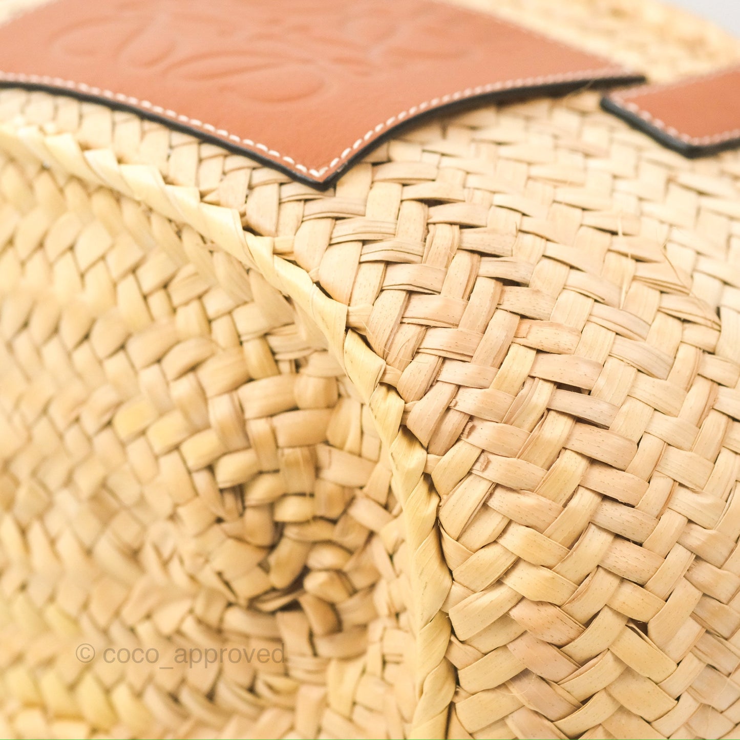 Loewe Small Basket Bag Natural Palm Leaf Tan Calfskin