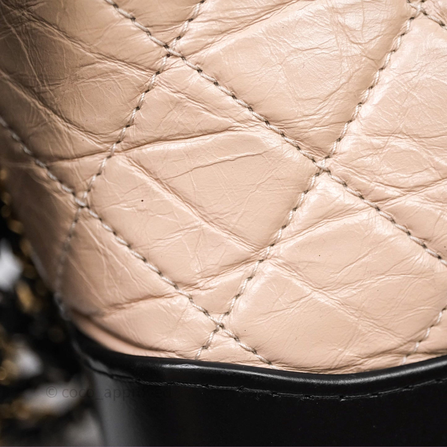 Chanel Small Gabrielle Hobo Quilted Black Beige Aged Calfskin
