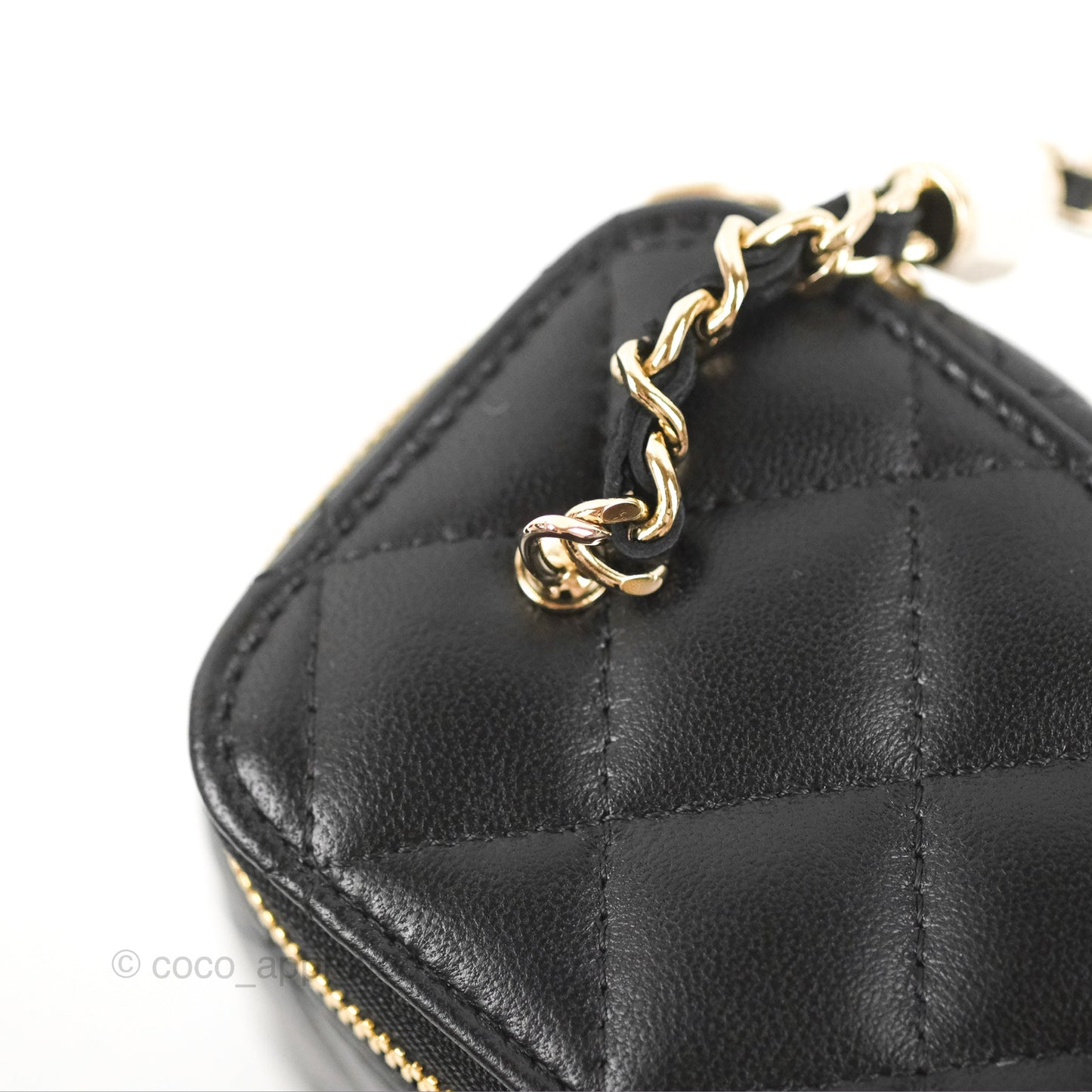 Chanel Mini Vanity With Charm Chain Black Lambskin Gold Hardware
