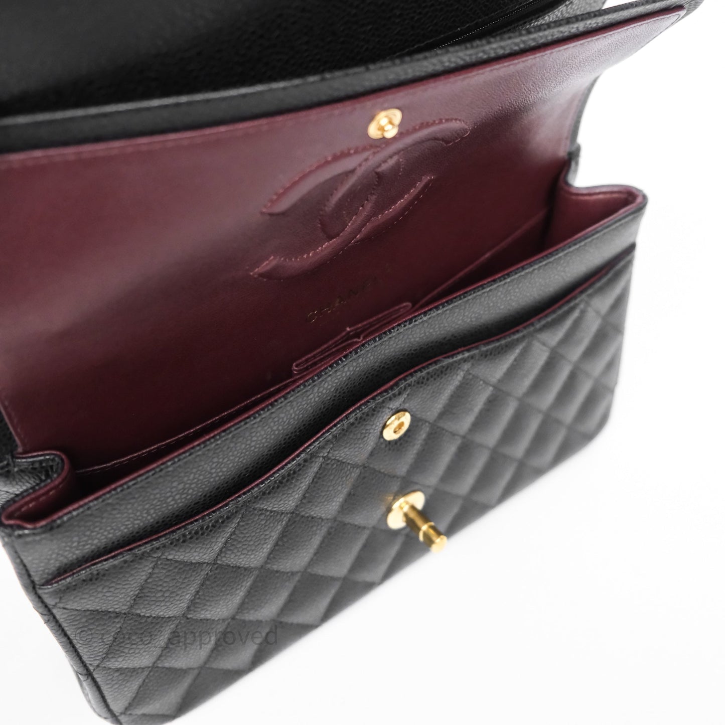 Chanel Classic M/L Medium Flap Quilted Black Caviar Gold Hardware