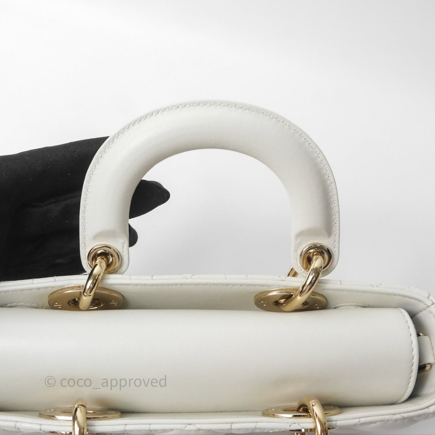 Dior Small Lady D-Joy Bag Ivory White Lambskin Cannage Gold Hardware