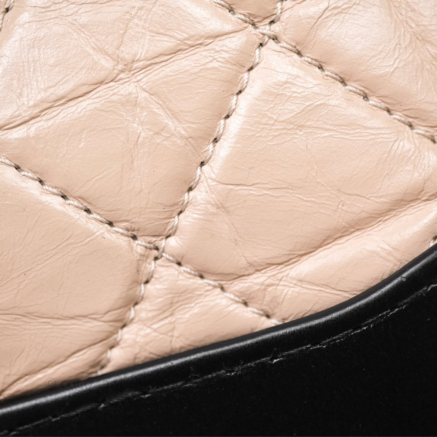 Chanel Small Gabrielle Hobo Quilted Black Beige Aged Calfskin
