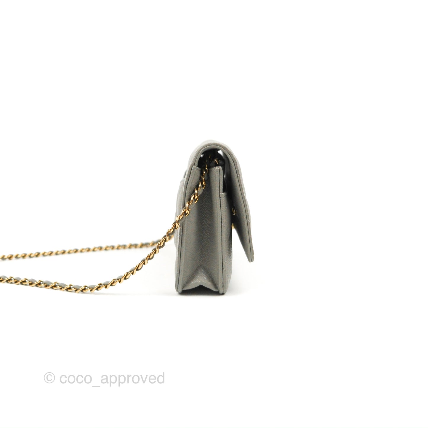 Chanel Quilted Classic Wallet on Chain WOC Grey Caviar Gold Hardware