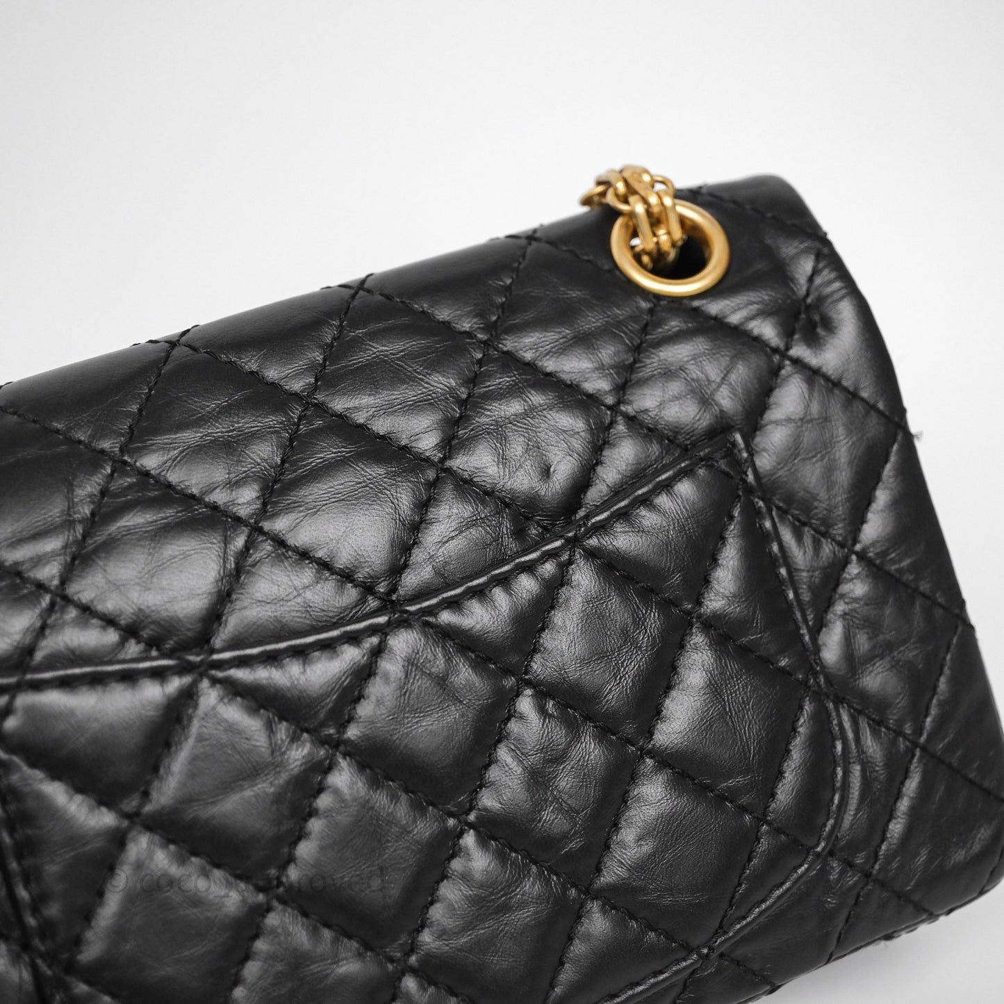 Chanel Mini Reissue 224 Quilted Black Aged Calfskin Aged Gold Hardware