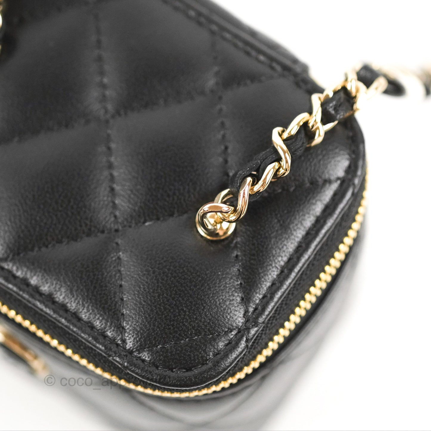 Chanel Mini Vanity With Charm Chain Black Lambskin Gold Hardware
