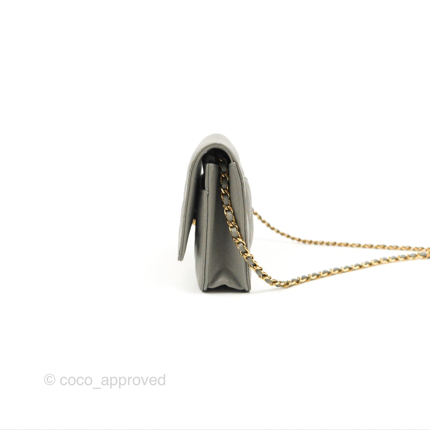 Chanel Quilted Classic Wallet on Chain WOC Grey Caviar Gold Hardware