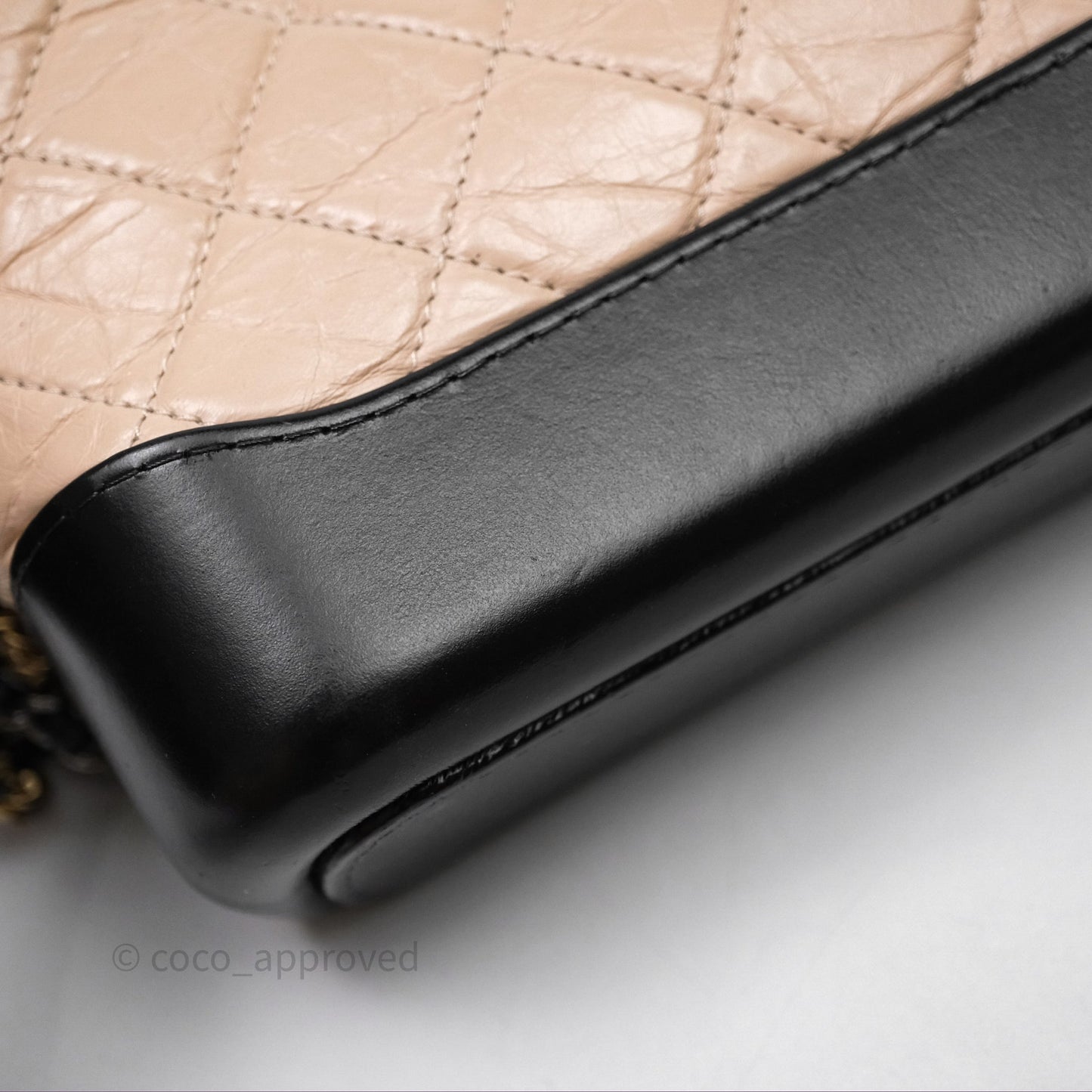 Chanel Small Gabrielle Hobo Quilted Black Beige Aged Calfskin