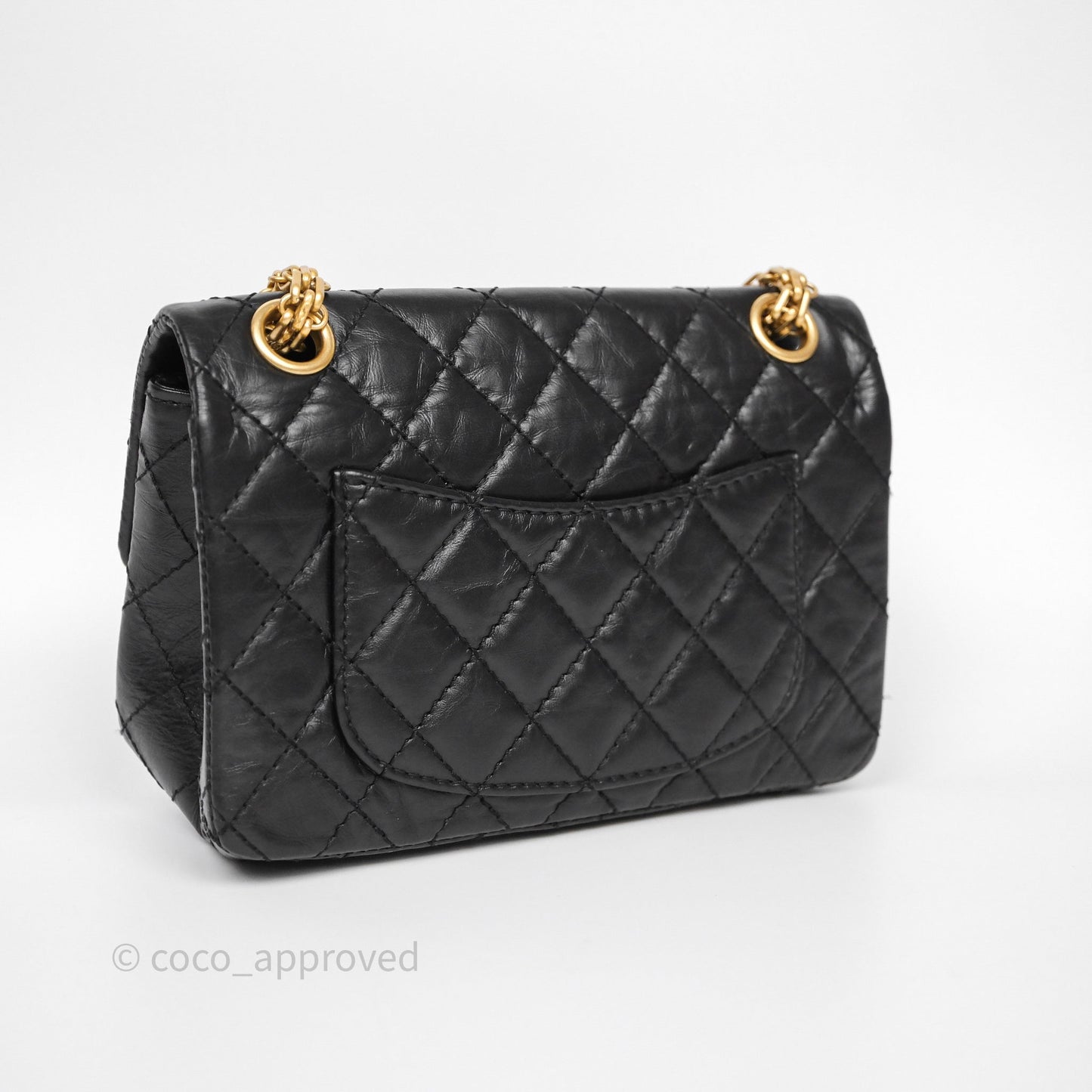 Chanel Mini Reissue 224 Quilted Black Aged Calfskin Aged Gold Hardware