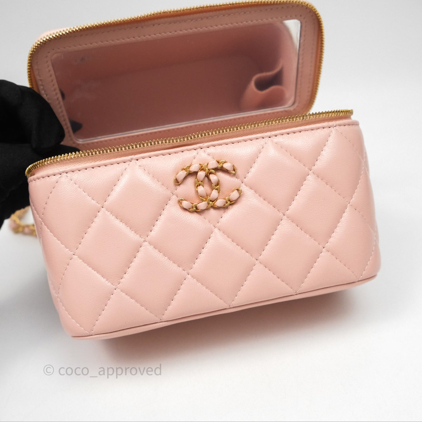 Chanel Vanity Rectangular Top Handle Pink Lambskin Gold Hardware
