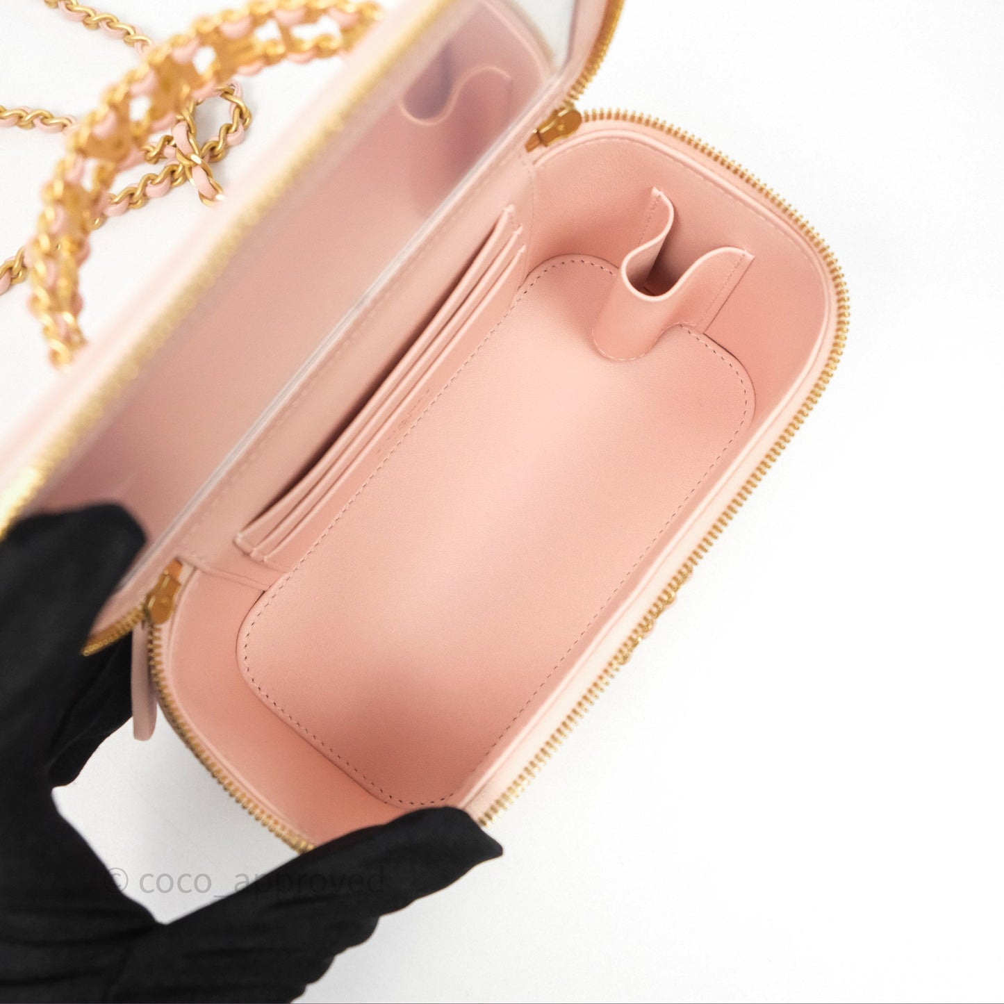 Chanel Vanity Rectangular Top Handle Pink Lambskin Gold Hardware