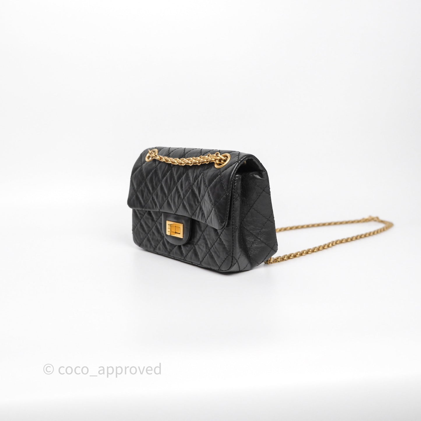 Chanel Mini Reissue 224 Quilted Black Aged Calfskin Aged Gold Hardware