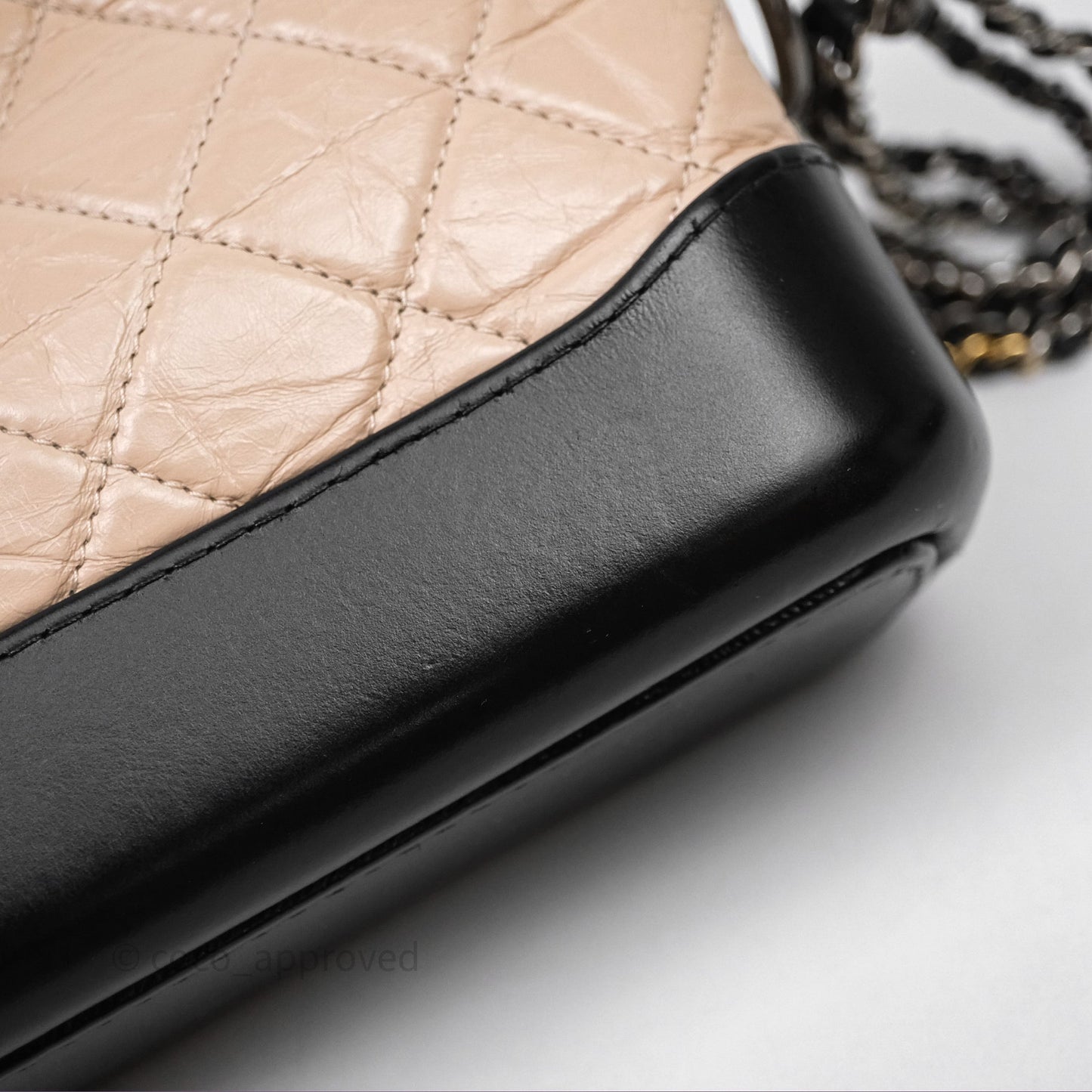 Chanel Small Gabrielle Hobo Quilted Black Beige Aged Calfskin