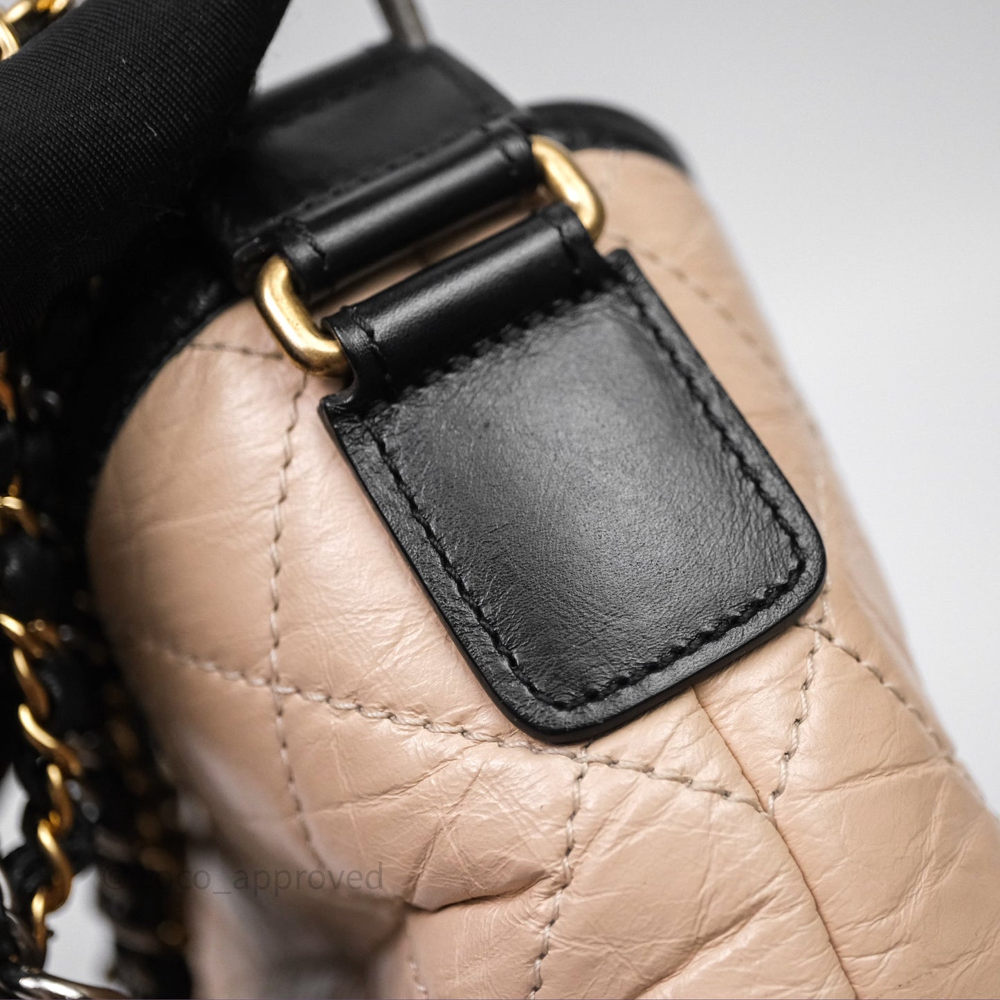 Chanel Small Gabrielle Hobo Quilted Black Beige Aged Calfskin