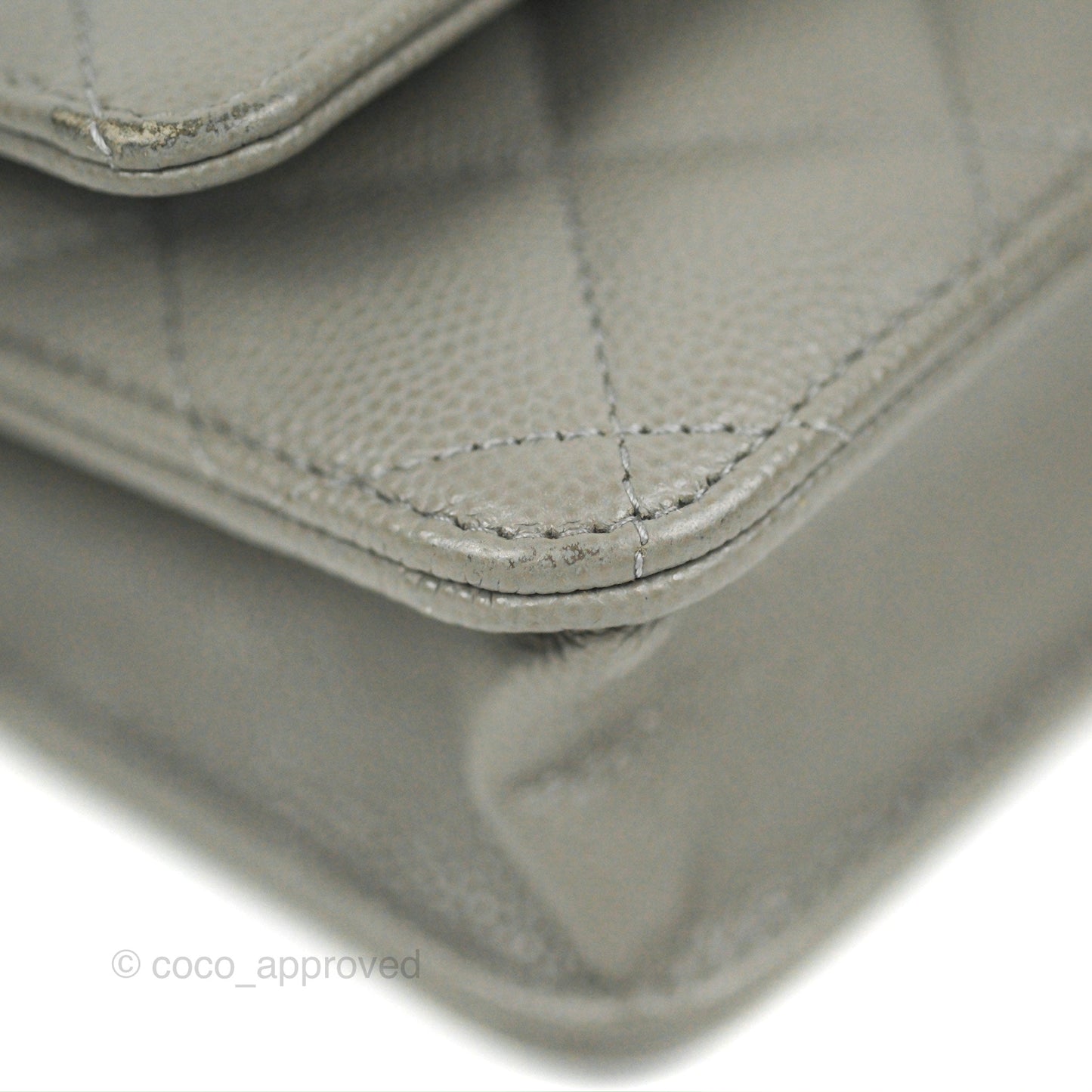 Chanel Quilted Classic Wallet on Chain WOC Grey Caviar Gold Hardware