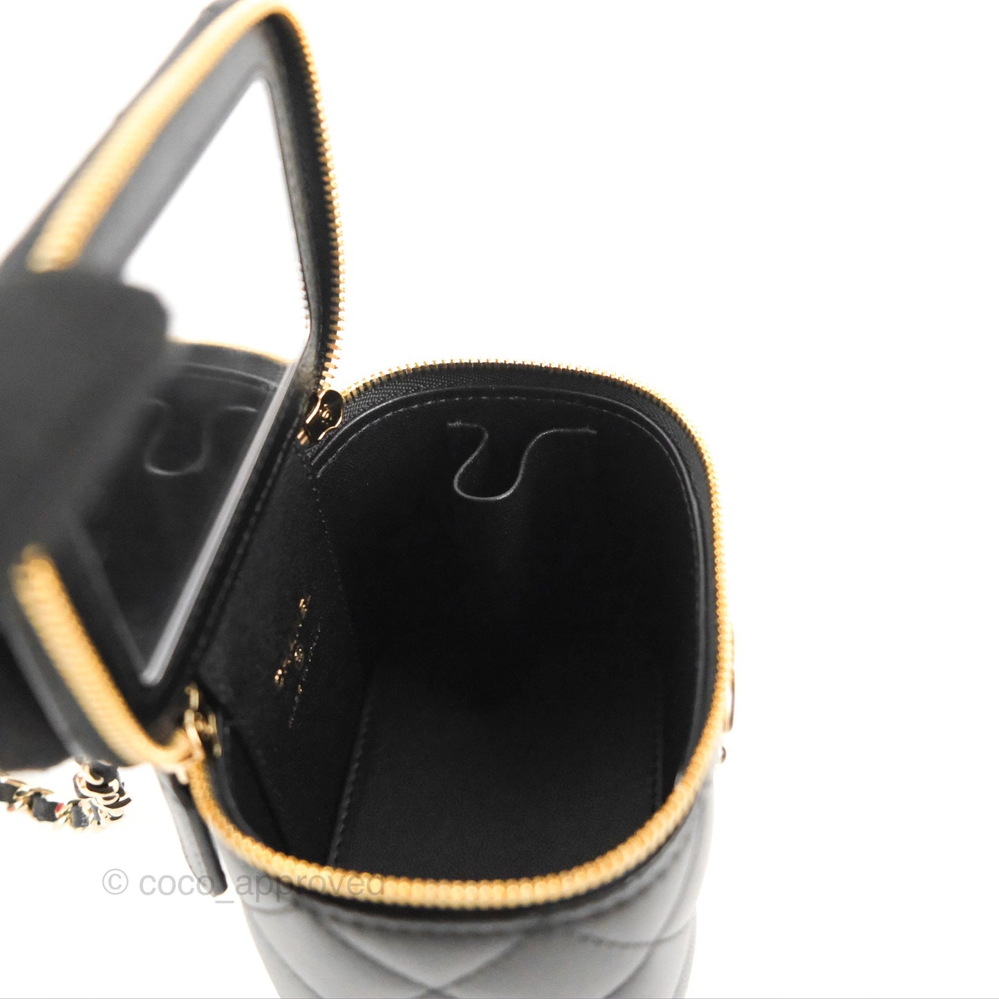 Chanel Mini Vanity With Charm Chain Black Lambskin Gold Hardware