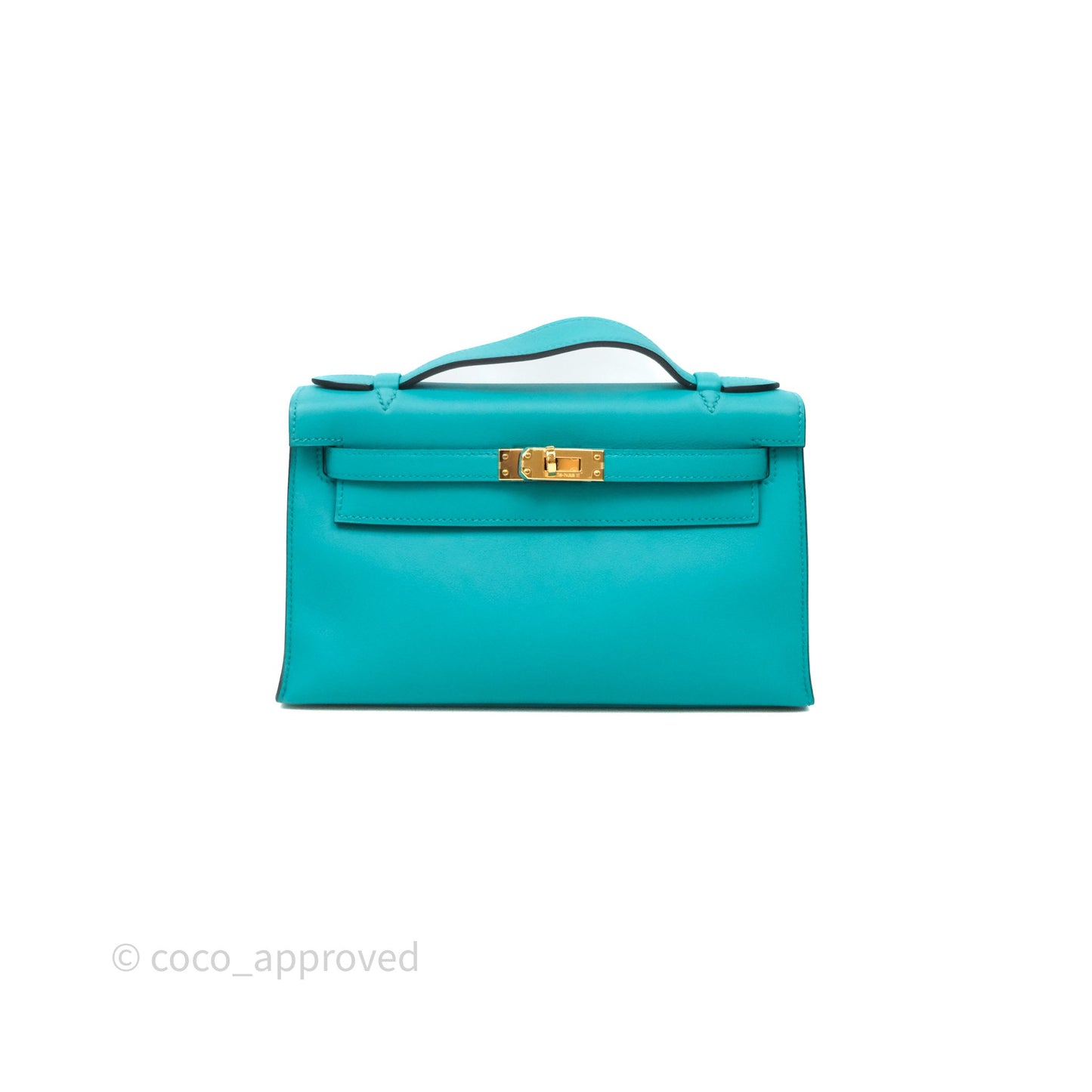 Hermès Kelly Pochette Bleu Paon 7F Gold Hardware