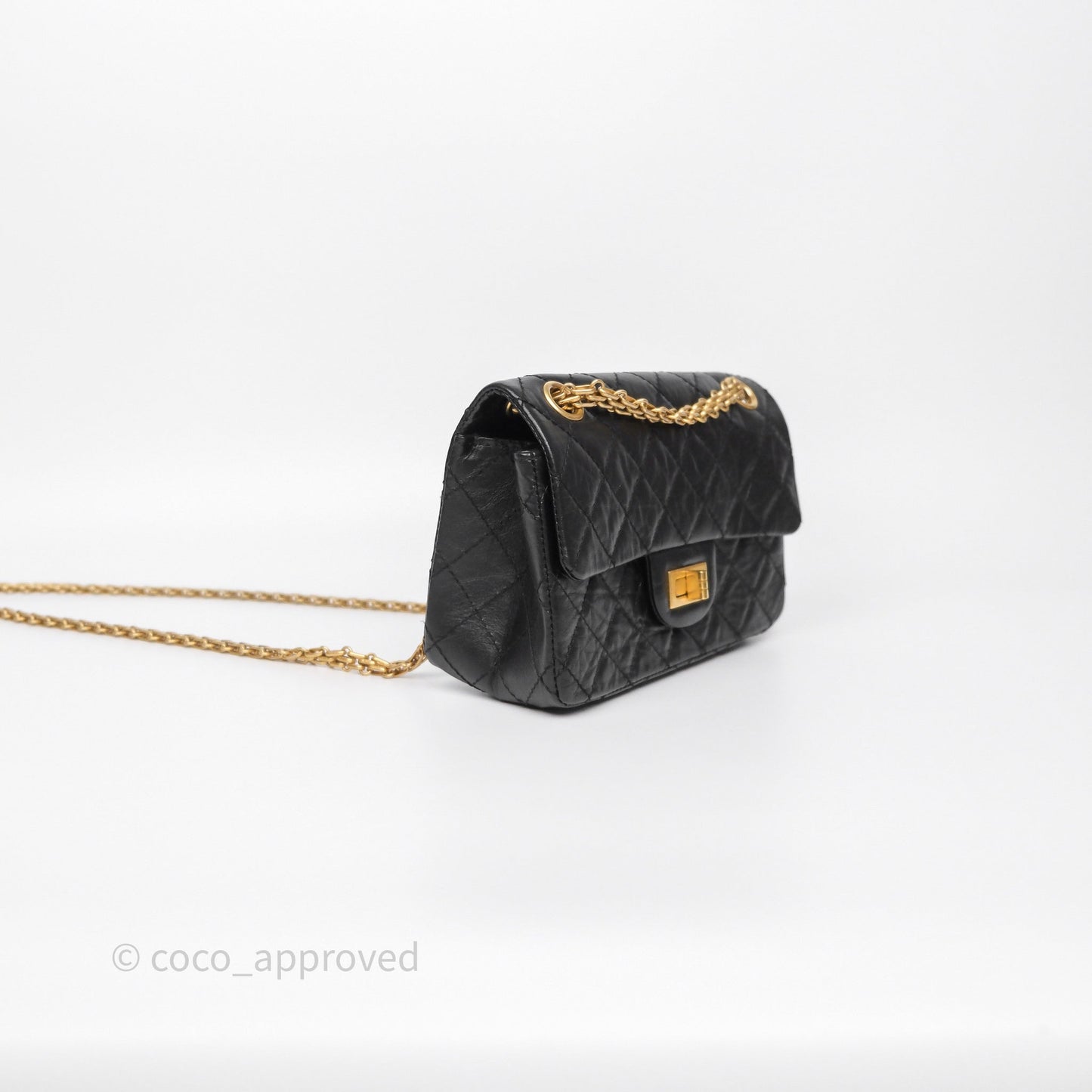 Chanel Mini Reissue 224 Quilted Black Aged Calfskin Aged Gold Hardware