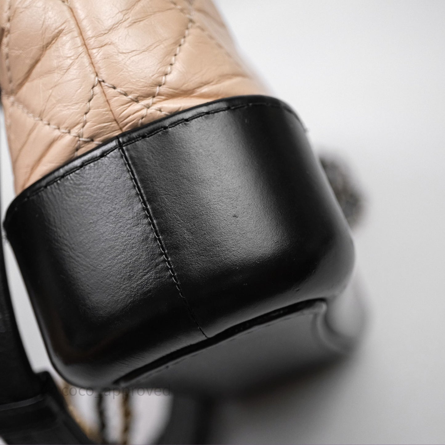 Chanel Small Gabrielle Hobo Quilted Black Beige Aged Calfskin