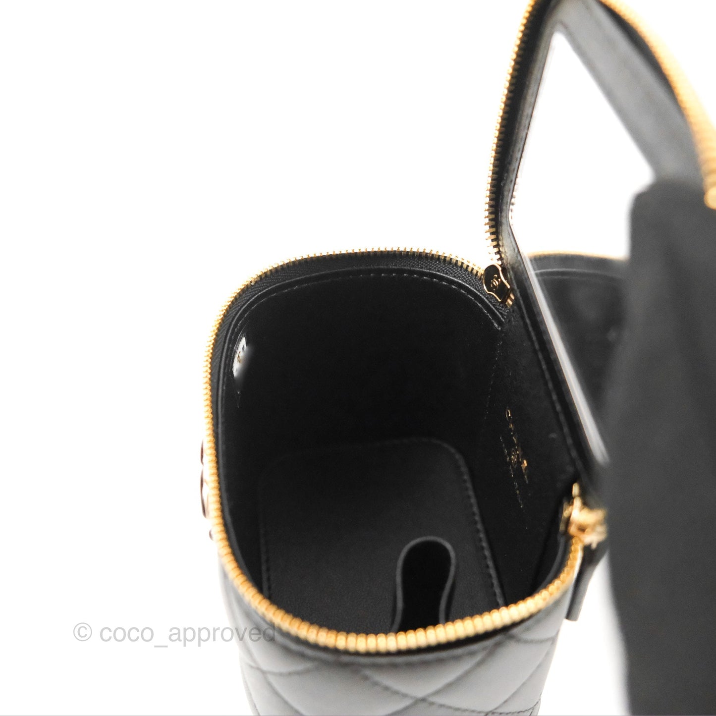Chanel Mini Vanity With Charm Chain Black Lambskin Gold Hardware