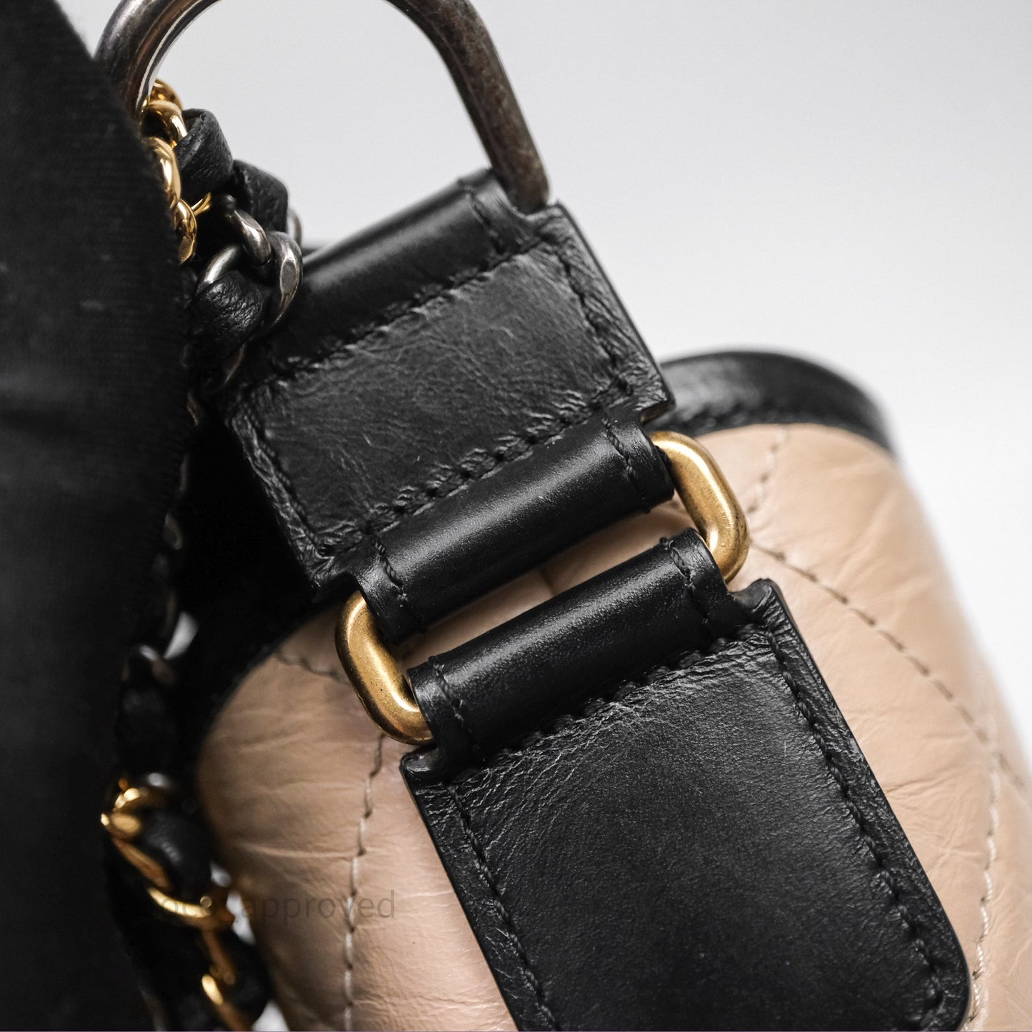 Chanel Small Gabrielle Hobo Quilted Black Beige Aged Calfskin