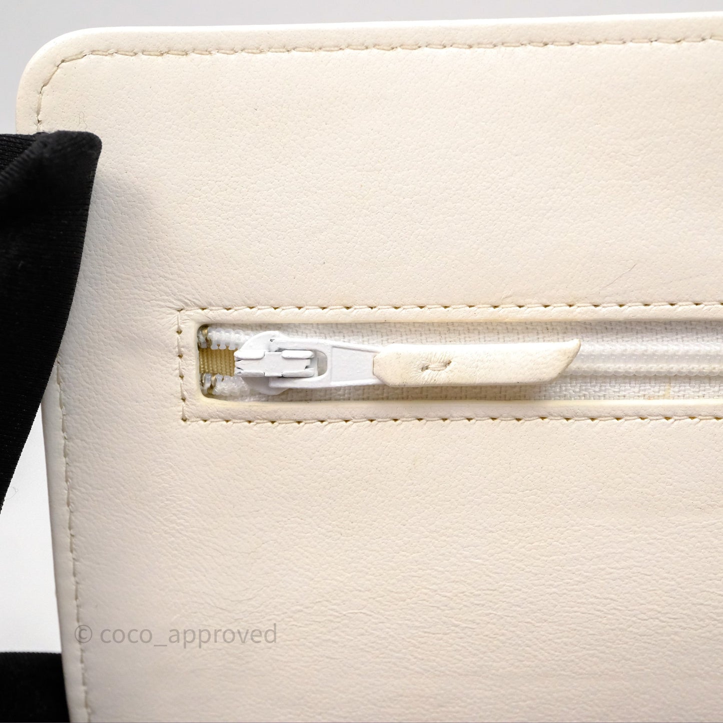 Chanel Quilted Pearl Crush Wallet on Chain WOC Ivory White Lambskin Aged Gold Hardware