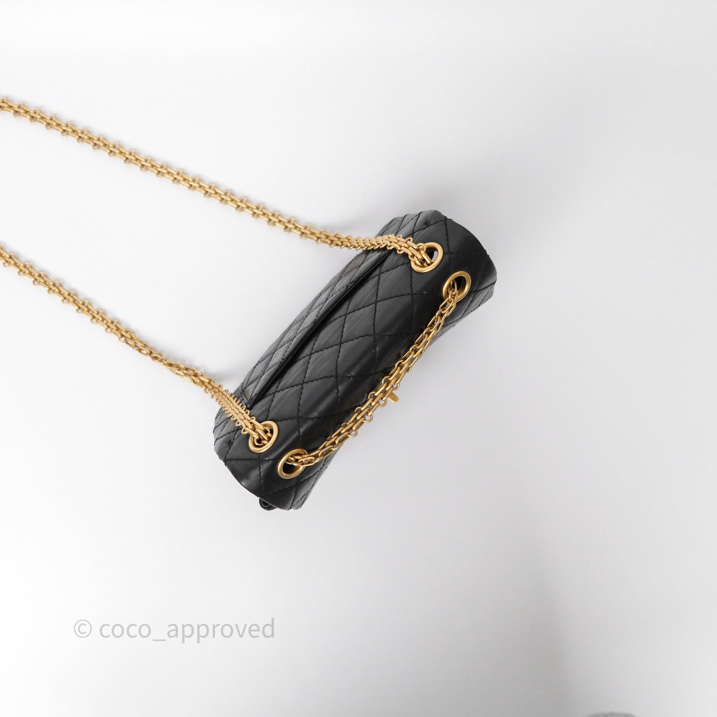 Chanel Mini Reissue 224 Quilted Black Aged Calfskin Aged Gold Hardware