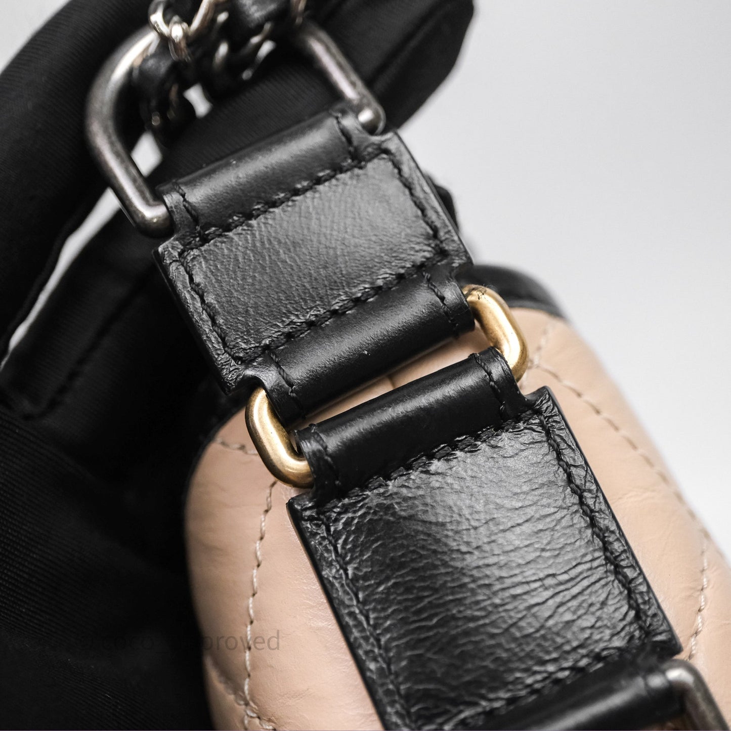 Chanel Small Gabrielle Hobo Quilted Black Beige Aged Calfskin