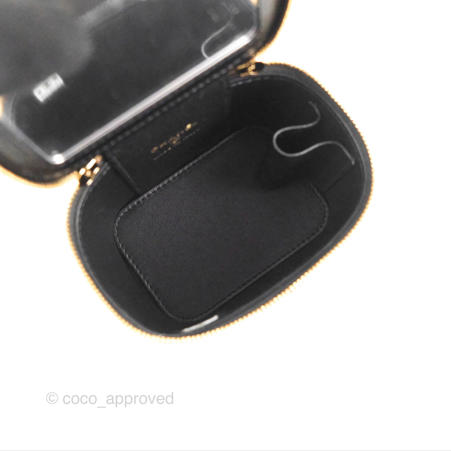 Chanel Mini Vanity With Charm Chain Black Lambskin Gold Hardware
