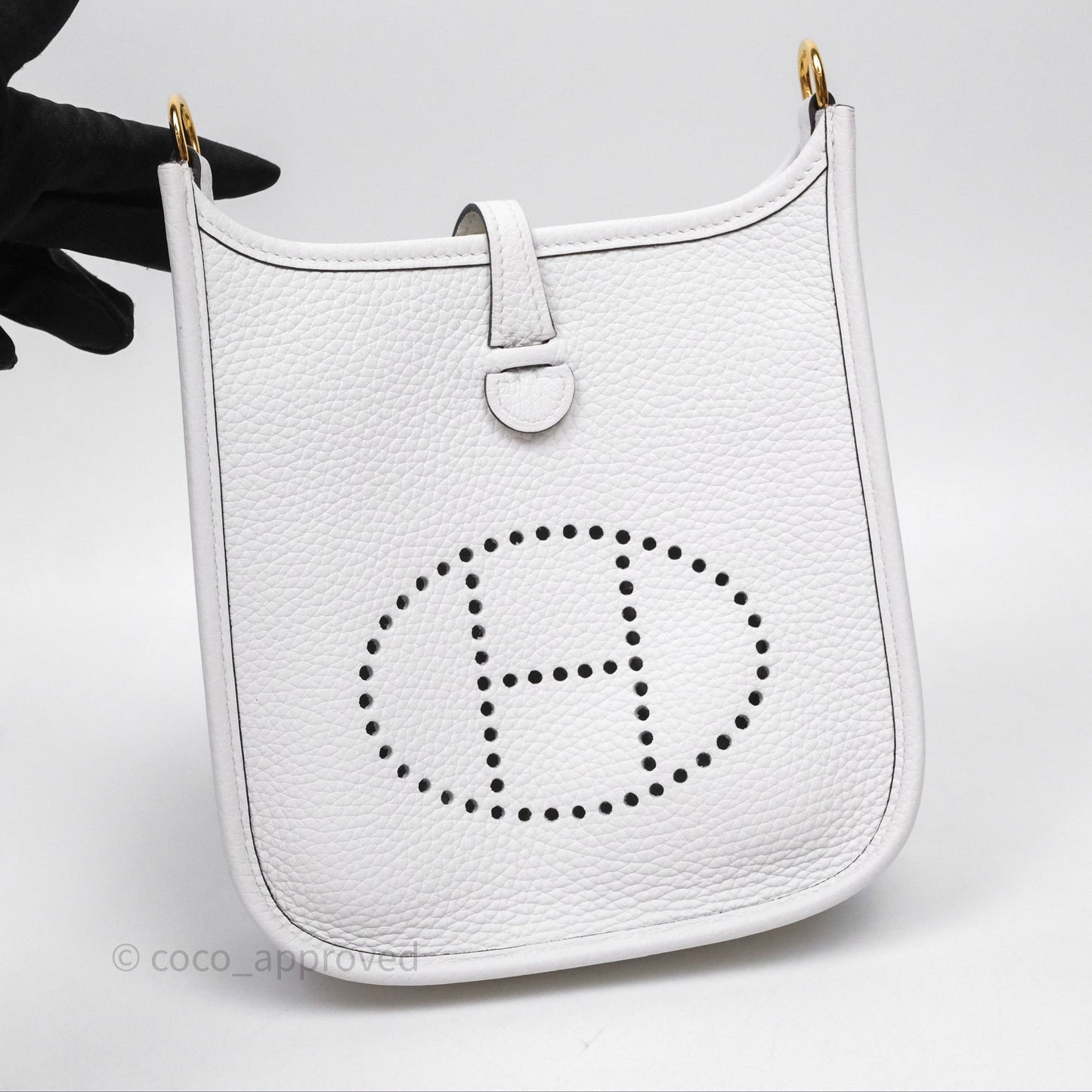 Hermès Mini Evelyne 16 New White 0U Clemence Gold Hardware
