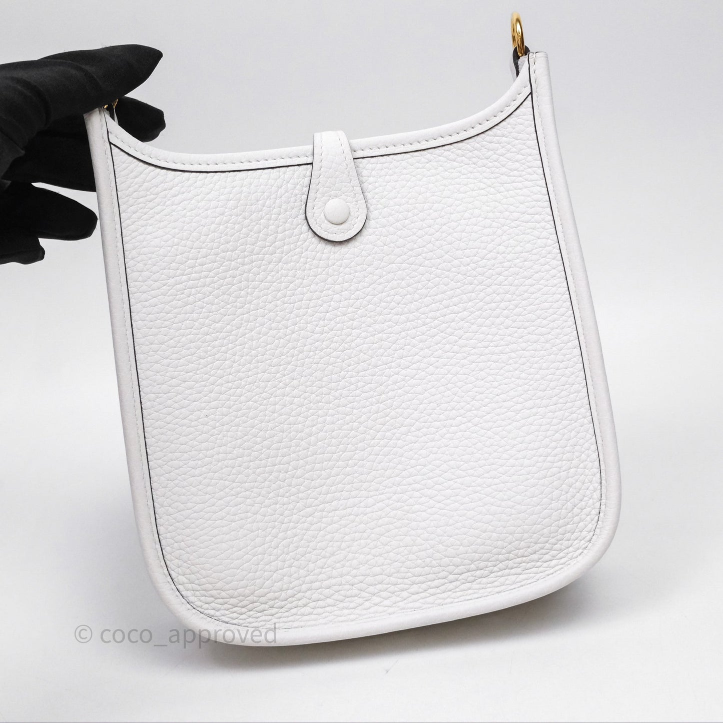 Hermès Mini Evelyne 16 New White 0U Clemence Gold Hardware