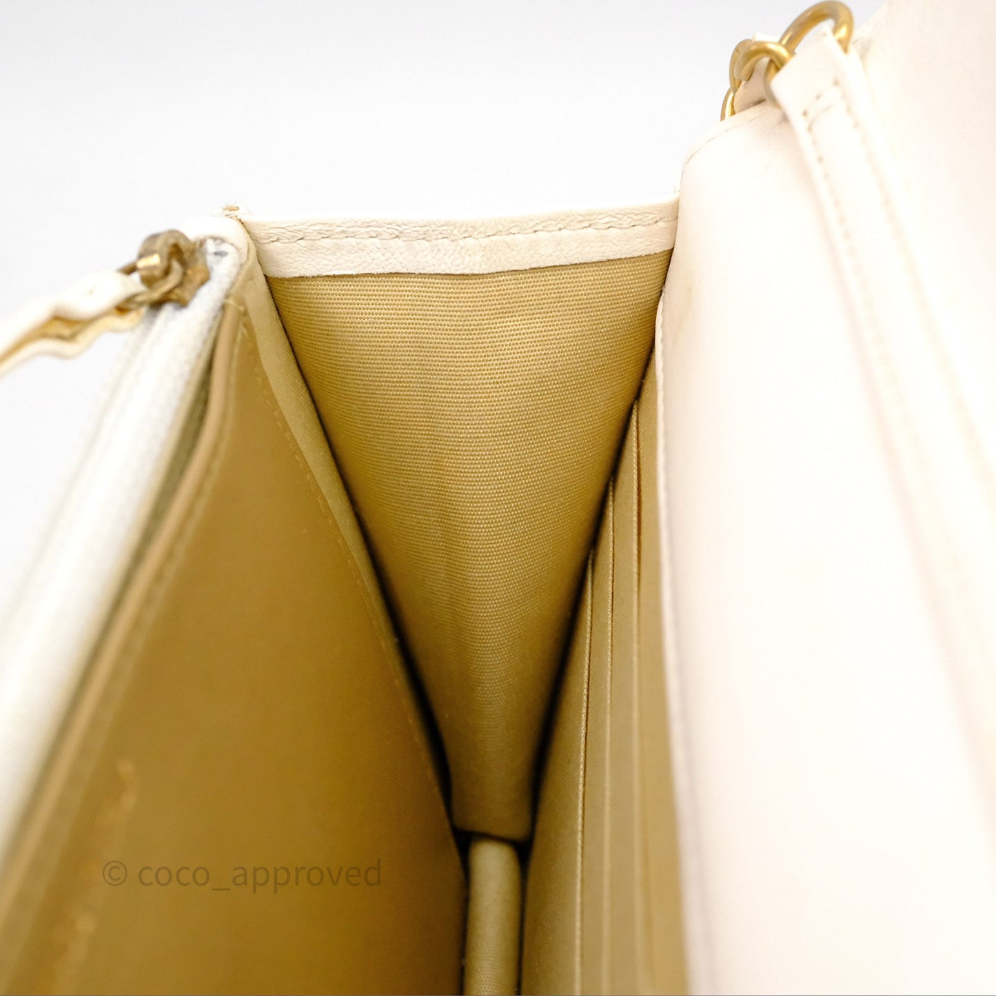 Chanel Quilted Pearl Crush Wallet on Chain WOC Ivory White Lambskin Aged Gold Hardware