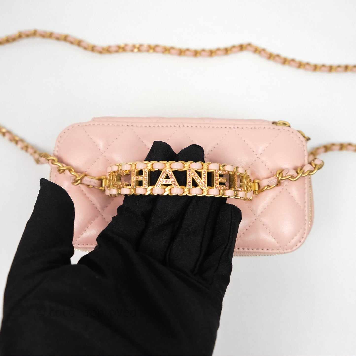 Chanel Vanity Rectangular Top Handle Pink Lambskin Gold Hardware