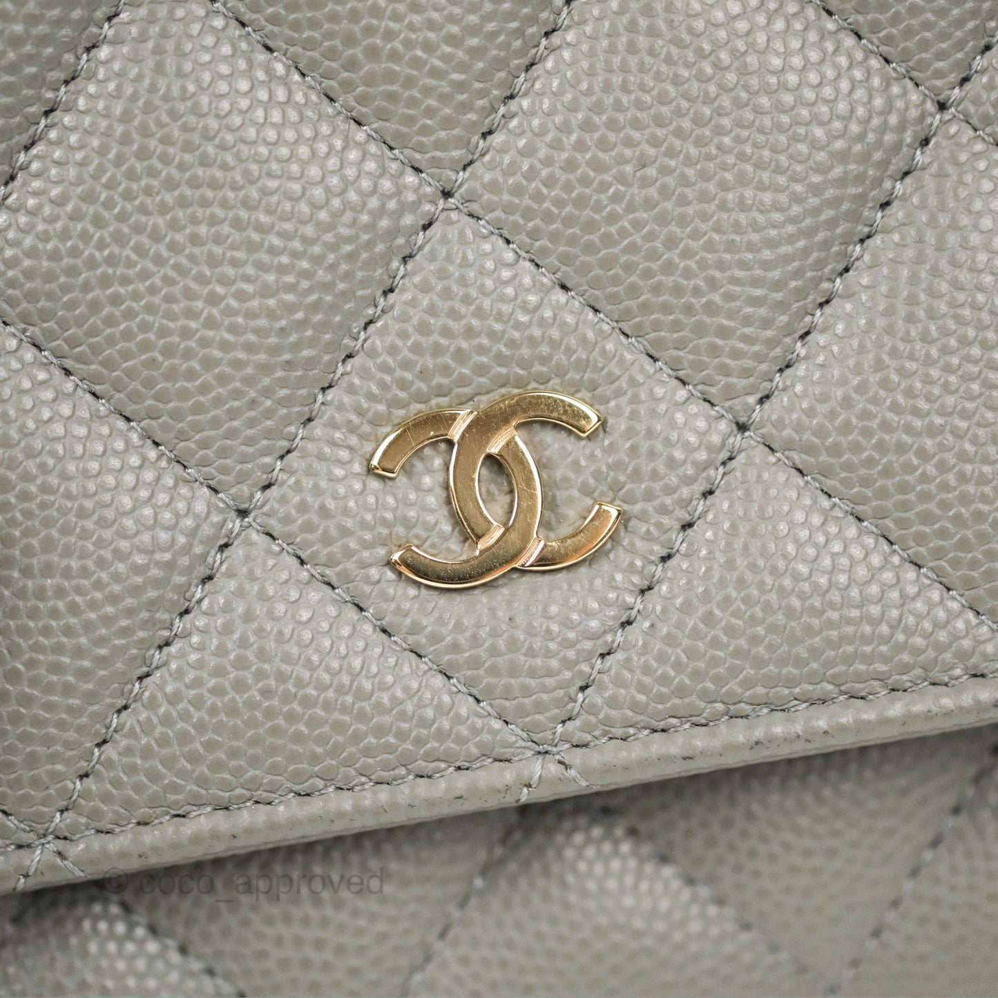 Chanel Quilted Classic Wallet on Chain WOC Grey Caviar Gold Hardware