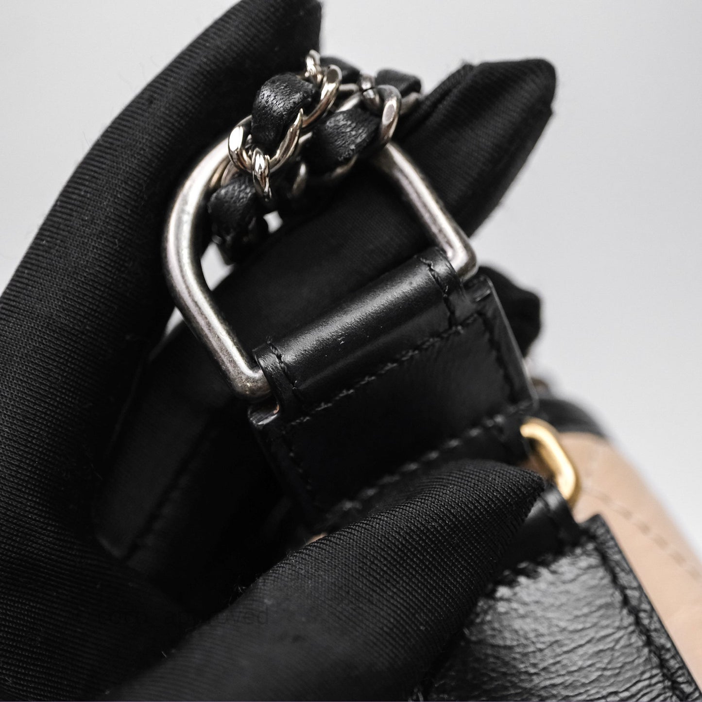 Chanel Small Gabrielle Hobo Quilted Black Beige Aged Calfskin