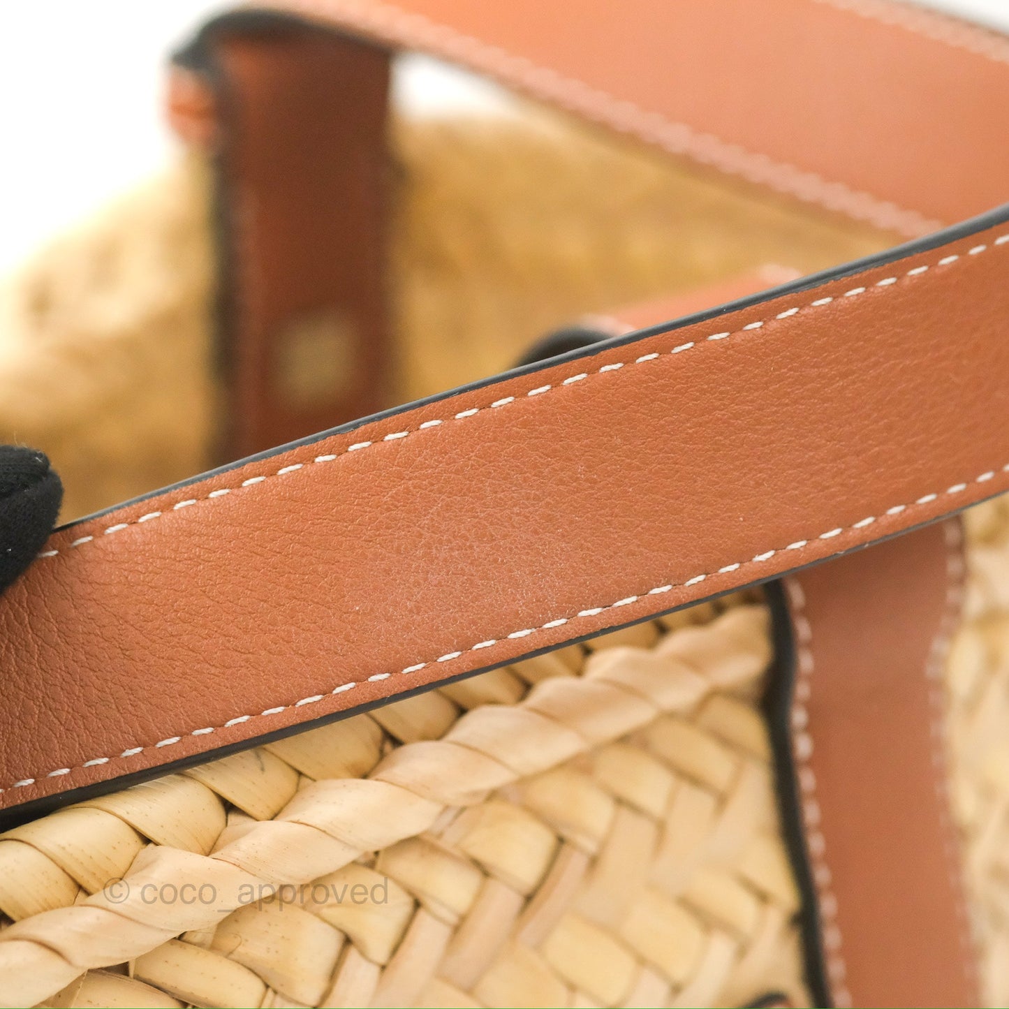 Loewe Small Basket Bag Natural Palm Leaf Tan Calfskin