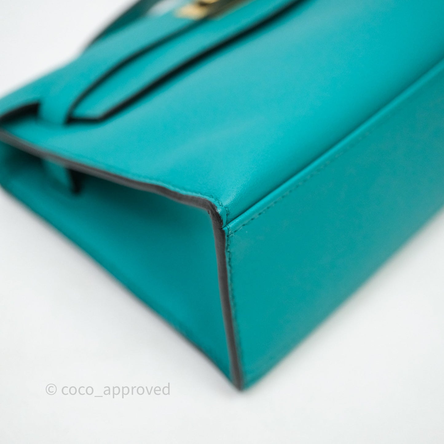 Hermès Kelly Pochette Bleu Paon 7F Gold Hardware